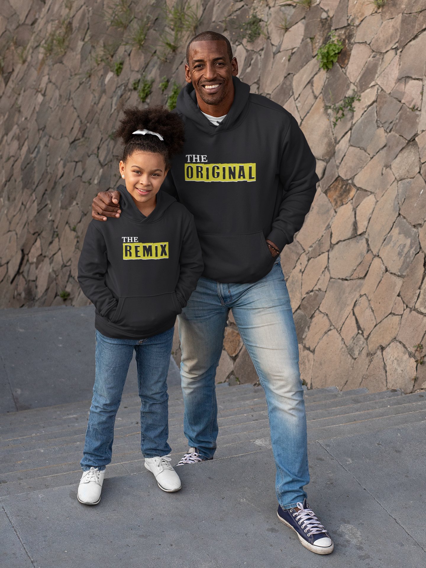The Original Father and Daughter Black Matching Hoodies- FunkyTradition