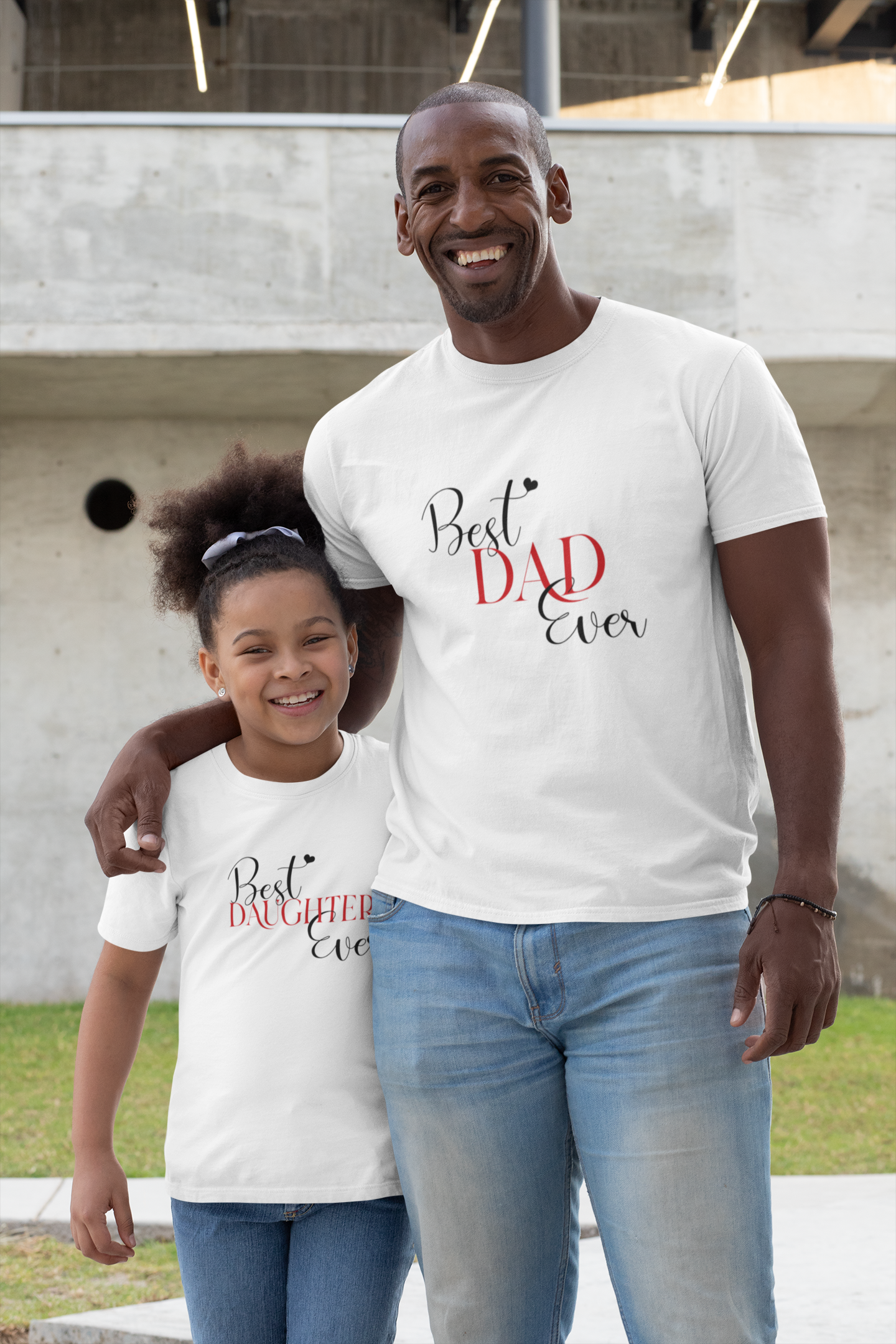 Best Dad Ever Father and Daughter White Matching T-Shirt- FunkyTradition