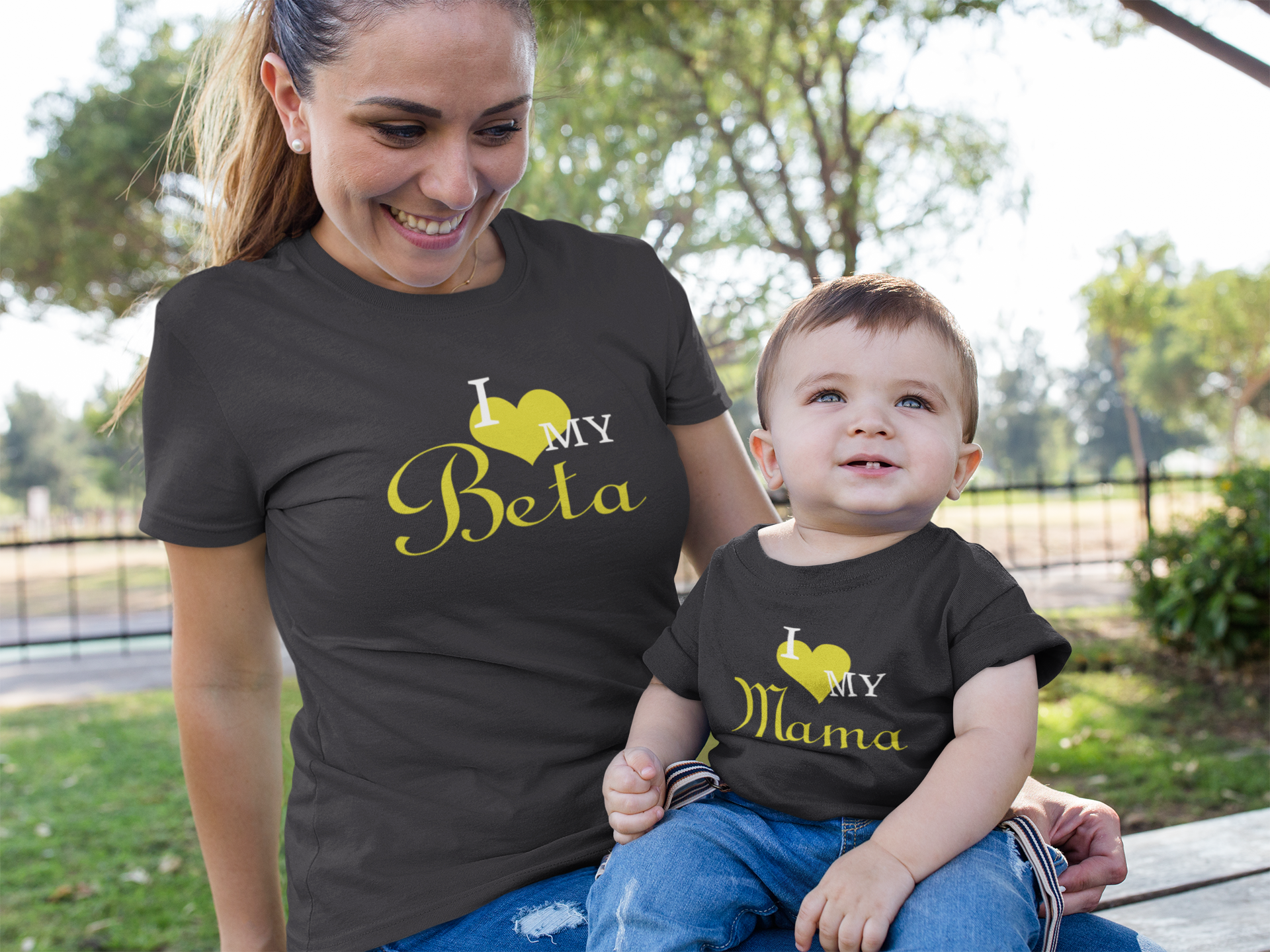 I Love My Beta Mother And Son Black Matching T-Shirt- FunkyTradition
