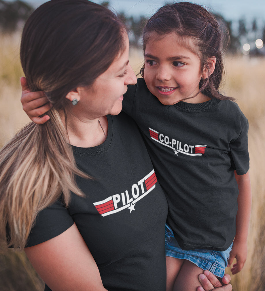 Pilot & Co-Pilot Mother and Daughter Matching T-Shirt- FunkyTradition