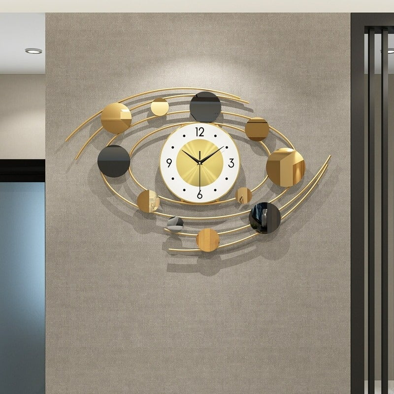 FunkyTradition Luxury Golden Modern Design Large Minimalist Silent Metal Wall Clock , Wall Watch , Wall Decor for Home Office Decor and Gifts