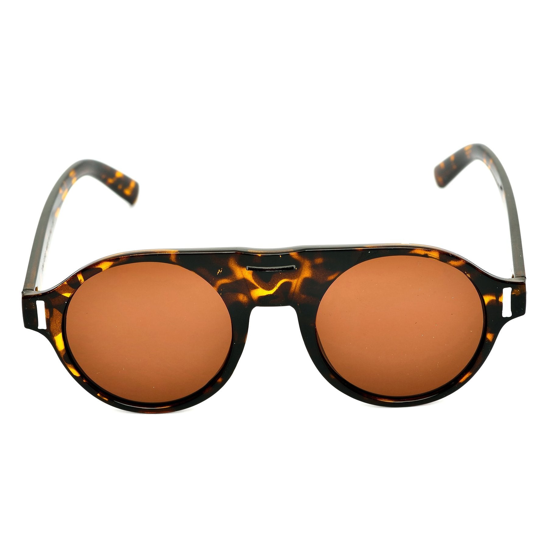 Round Brown And Leopard print Sunglasses For Men And Women-FunkyTradition