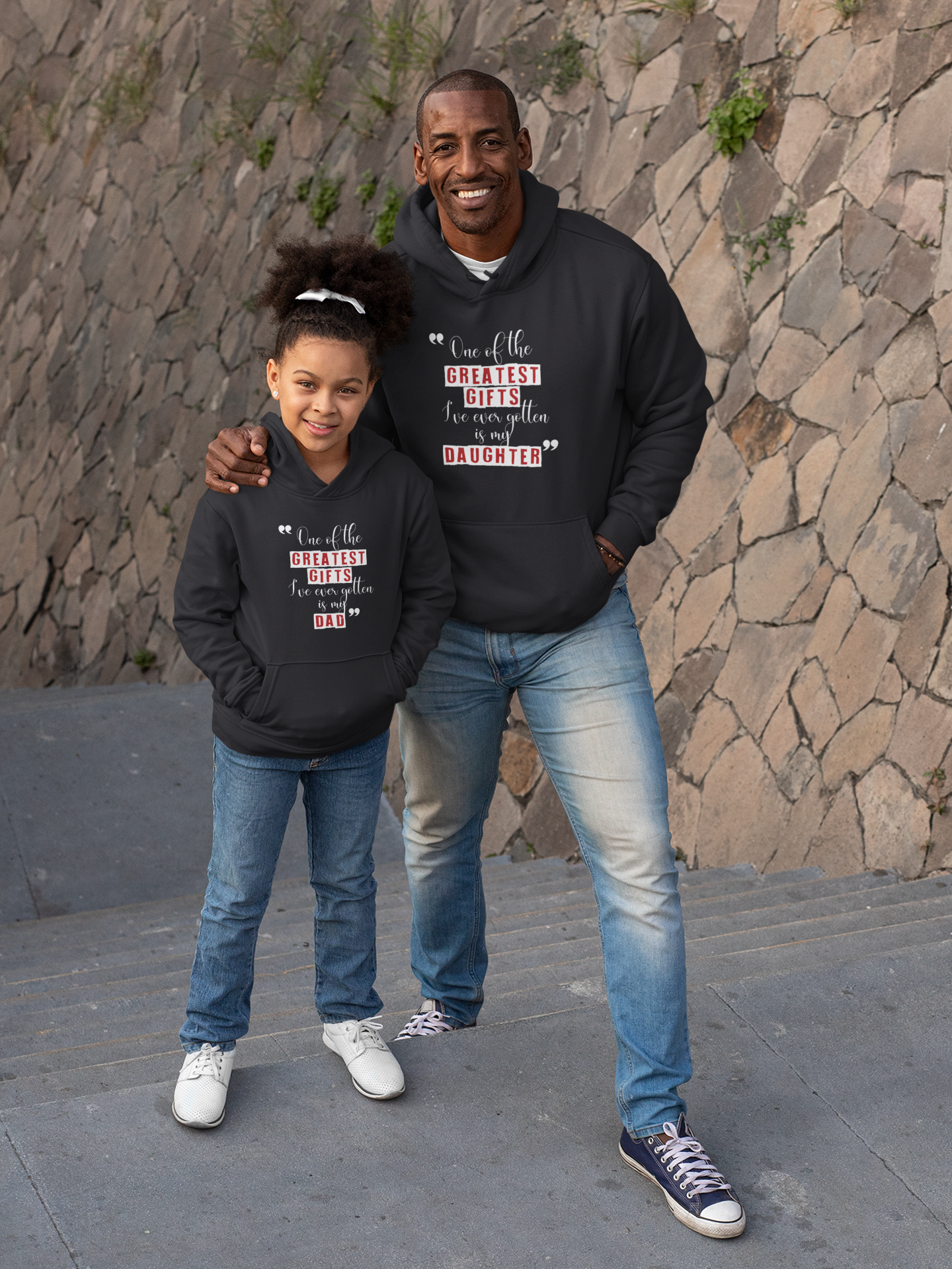 Greatest Gifts Father and Daughter Black Matching Hoodies- FunkyTradition