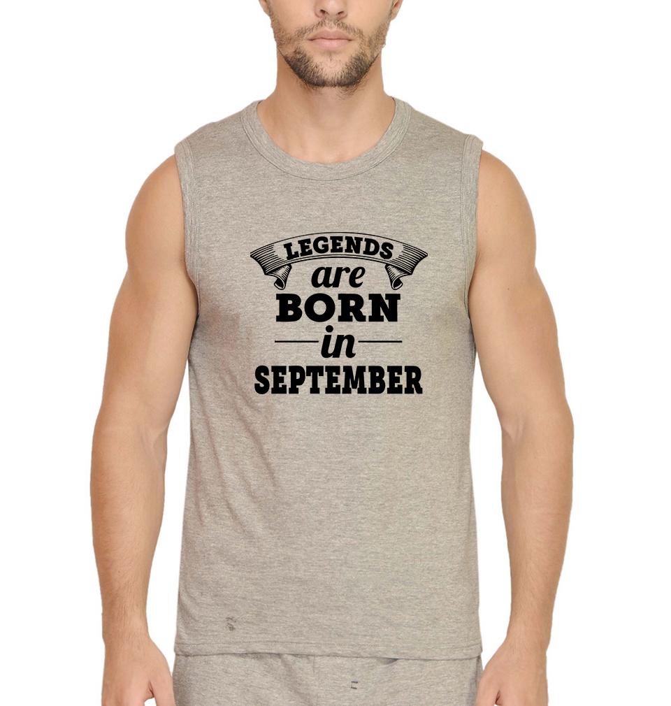 Legends are born in september Men Sleeveless T-Shirts-FunkyTradition