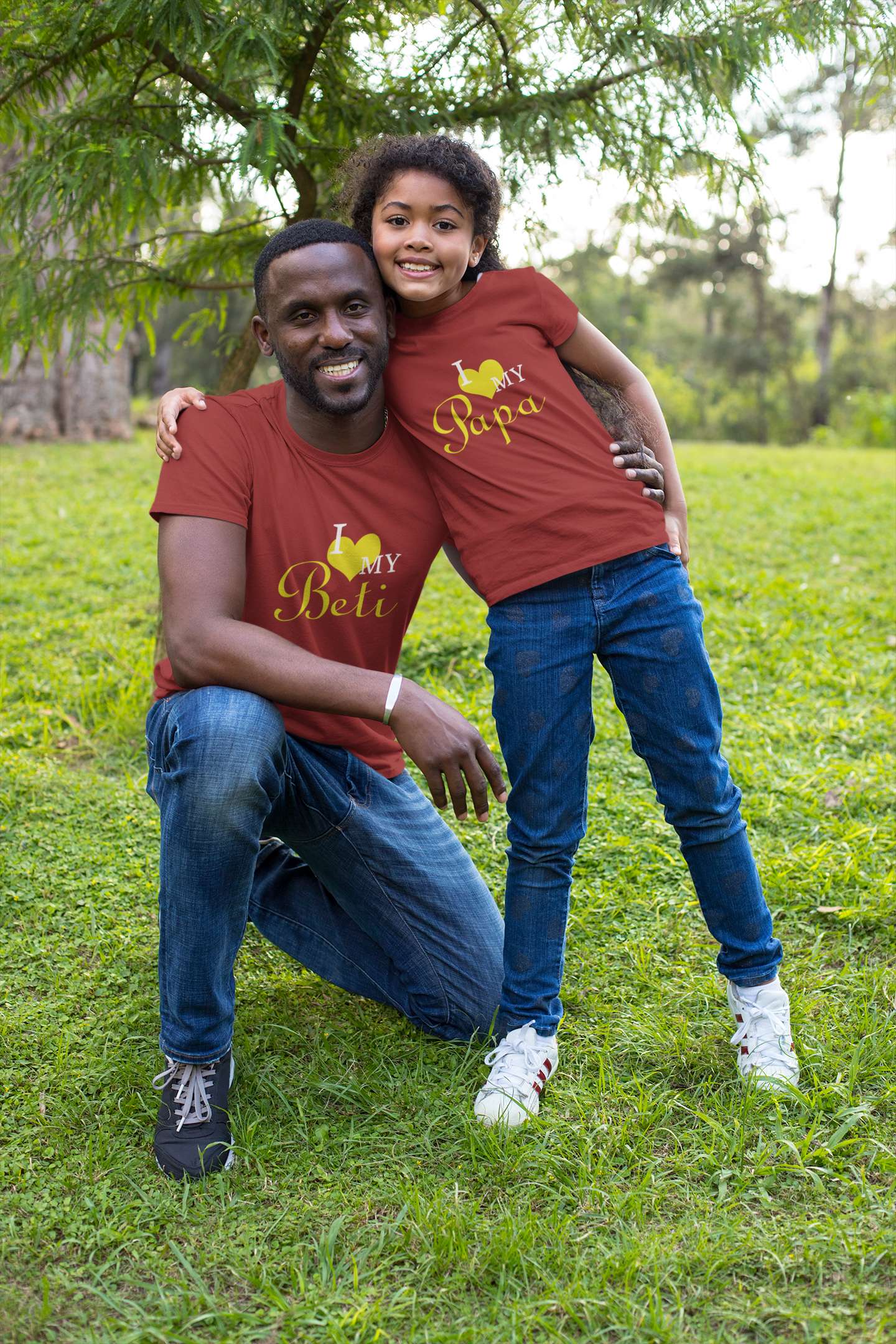I Love My Papa Father and Daughter Red Matching T-Shirt- FunkyTradition