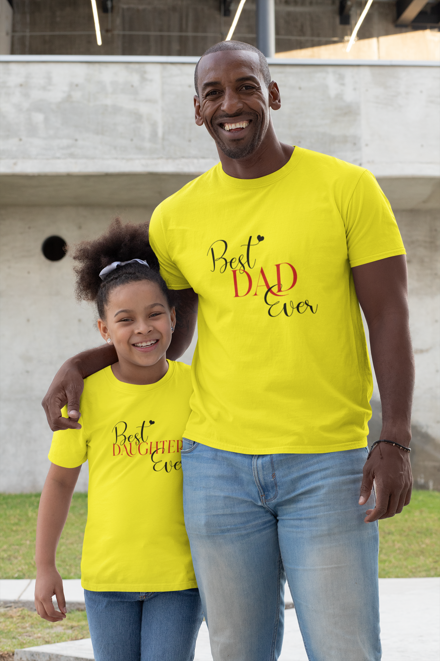 Best Dad Ever Father and Daughter Yellow Matching T-Shirt- FunkyTradition