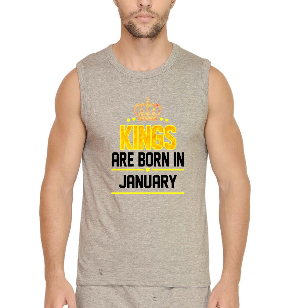 Kings Are Born In January Men Sleeveless T-Shirts-FunkyTradition