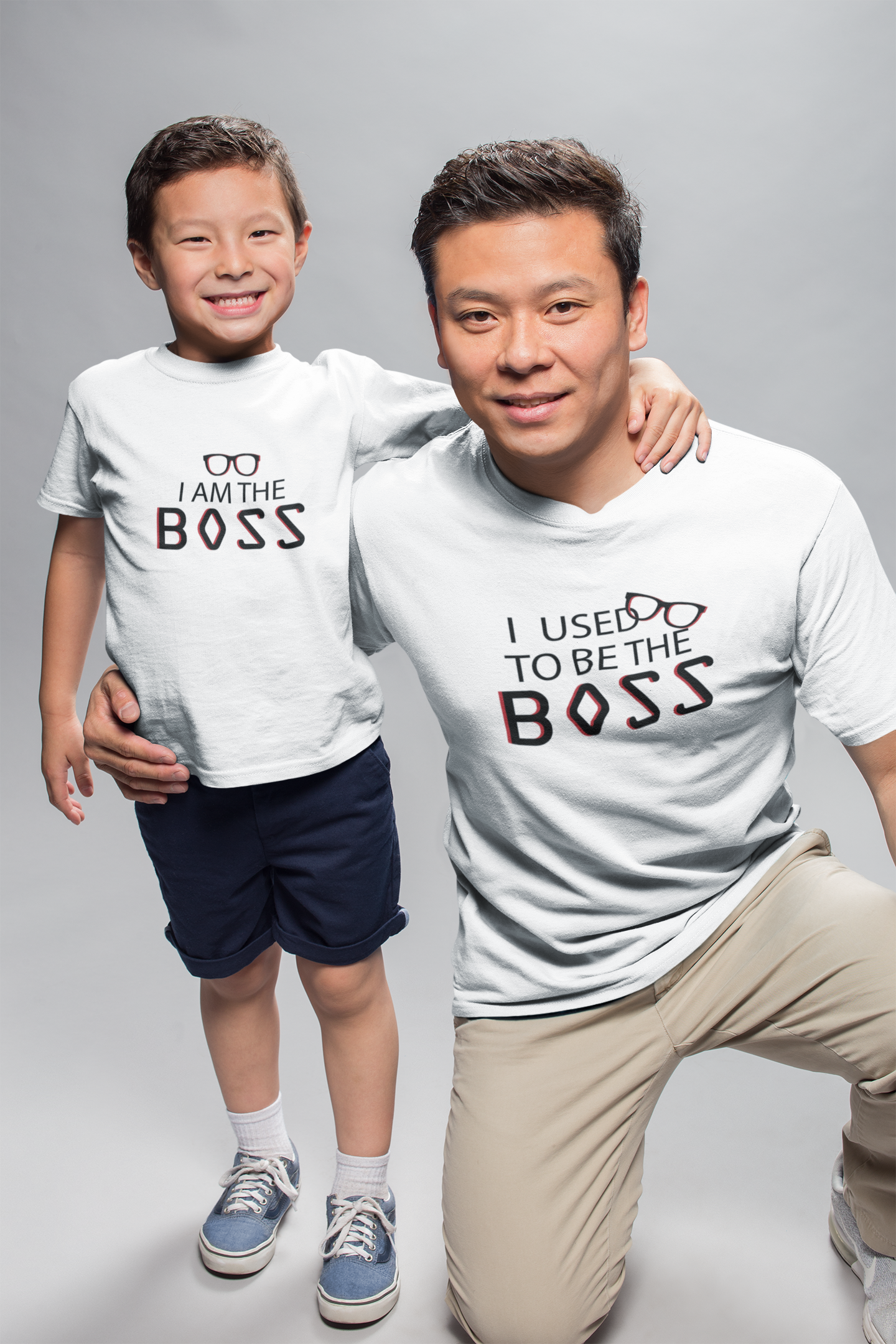 I Am The Boss Father and Son White Matching T-Shirt- FunkyTradition