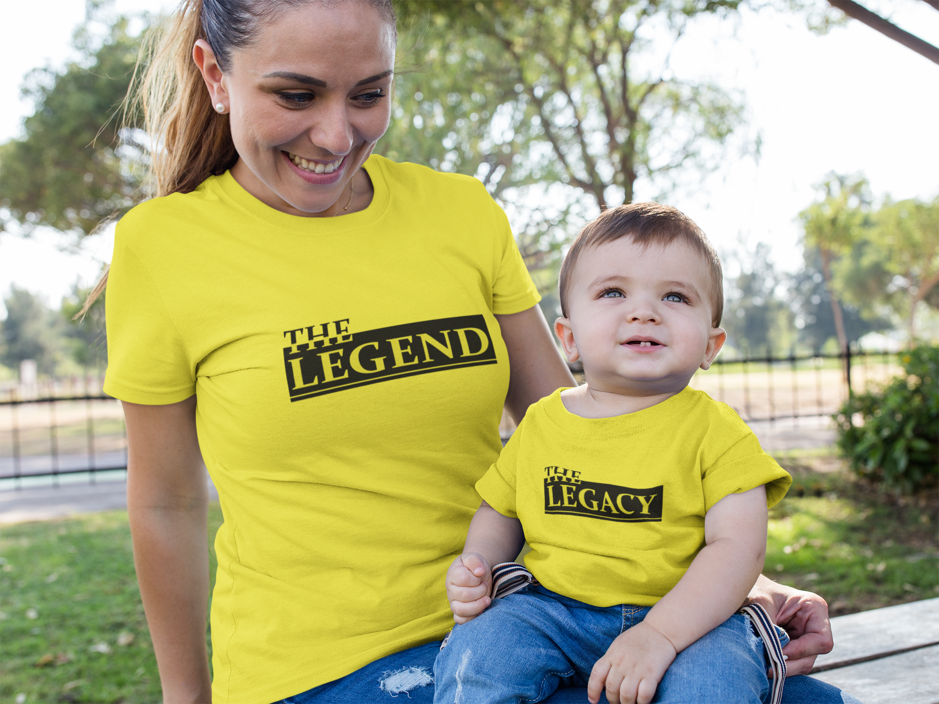 The Legend Mother And Son Yellow Matching T-Shirt- FunkyTradition