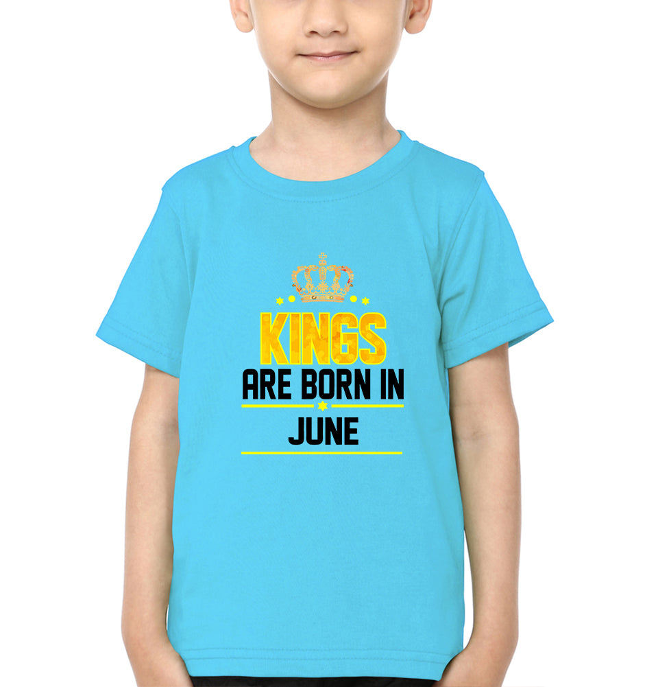 Kings Are Born In June Half Sleeves T-Shirt for Boy-FunkyTradition