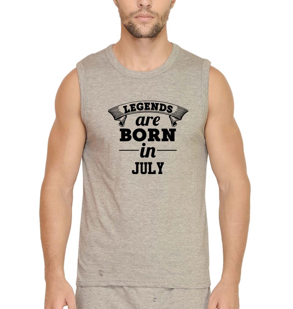 Legends are Born in July Men Sleeveless T-Shirts-FunkyTradition