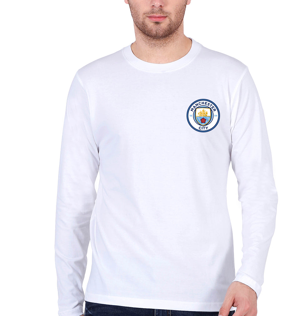 Manchester City Logo Full Sleeves T-Shirt For Men-FunkyTradition