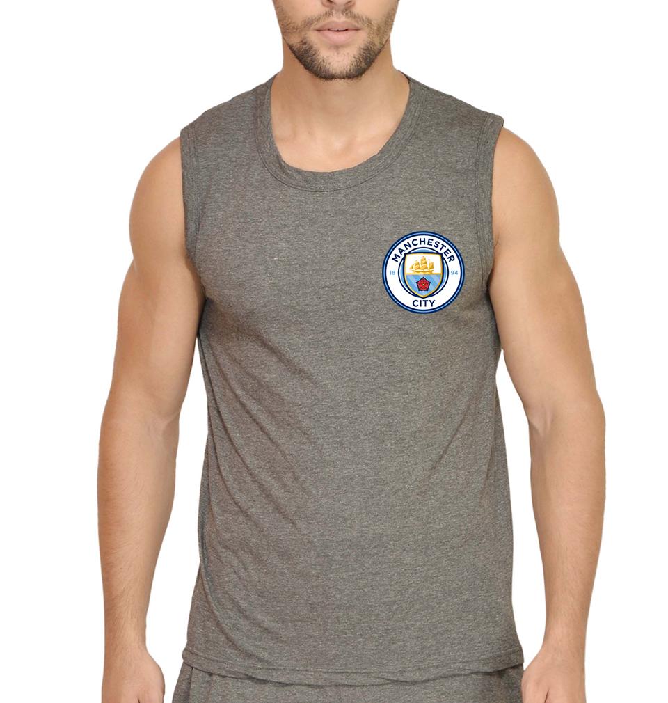 Manchester City Logo Men Sleeveless T-Shirts-FunkyTradition