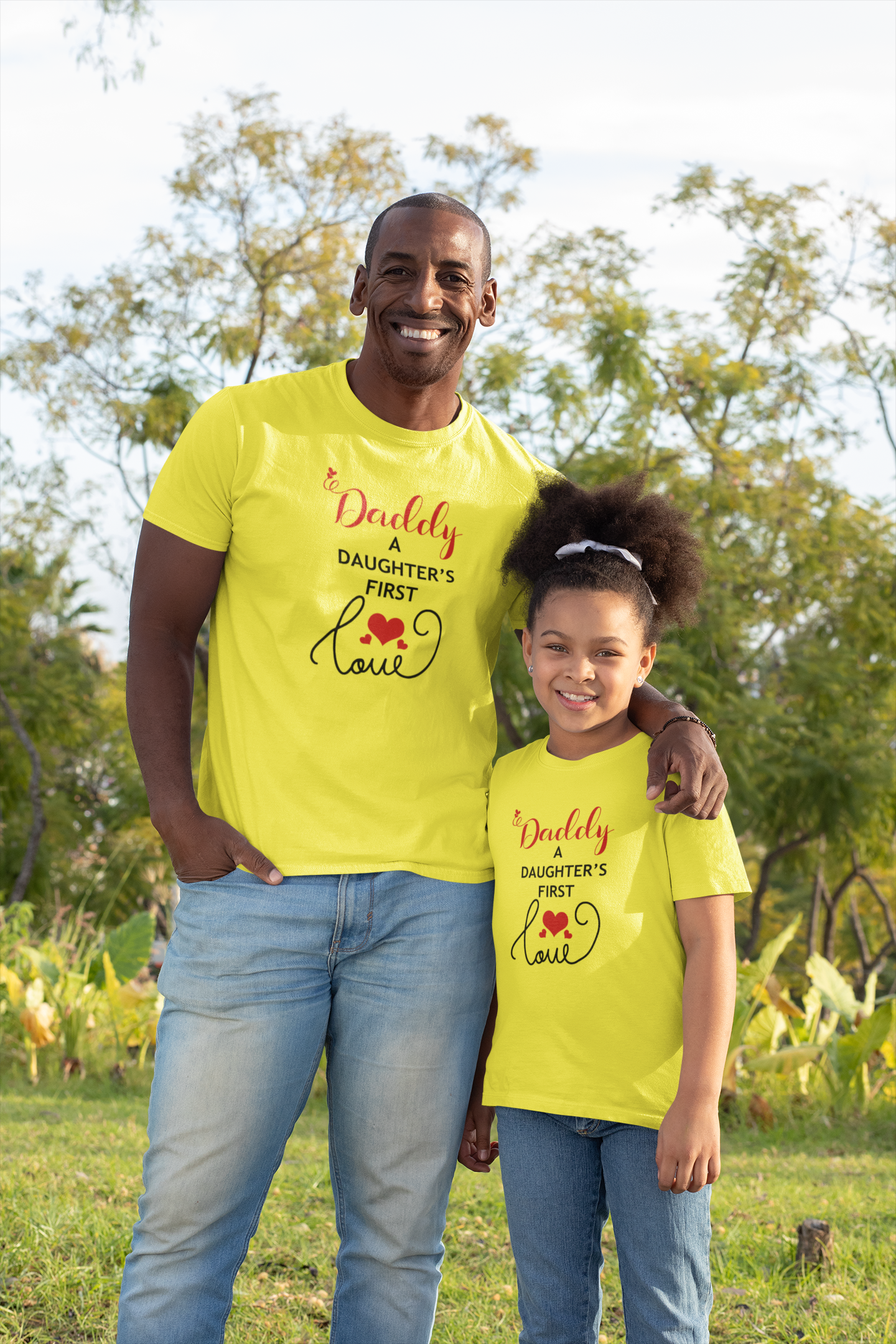 Daughters First Love Father and Daughter Yellow Matching T-Shirt- FunkyTradition