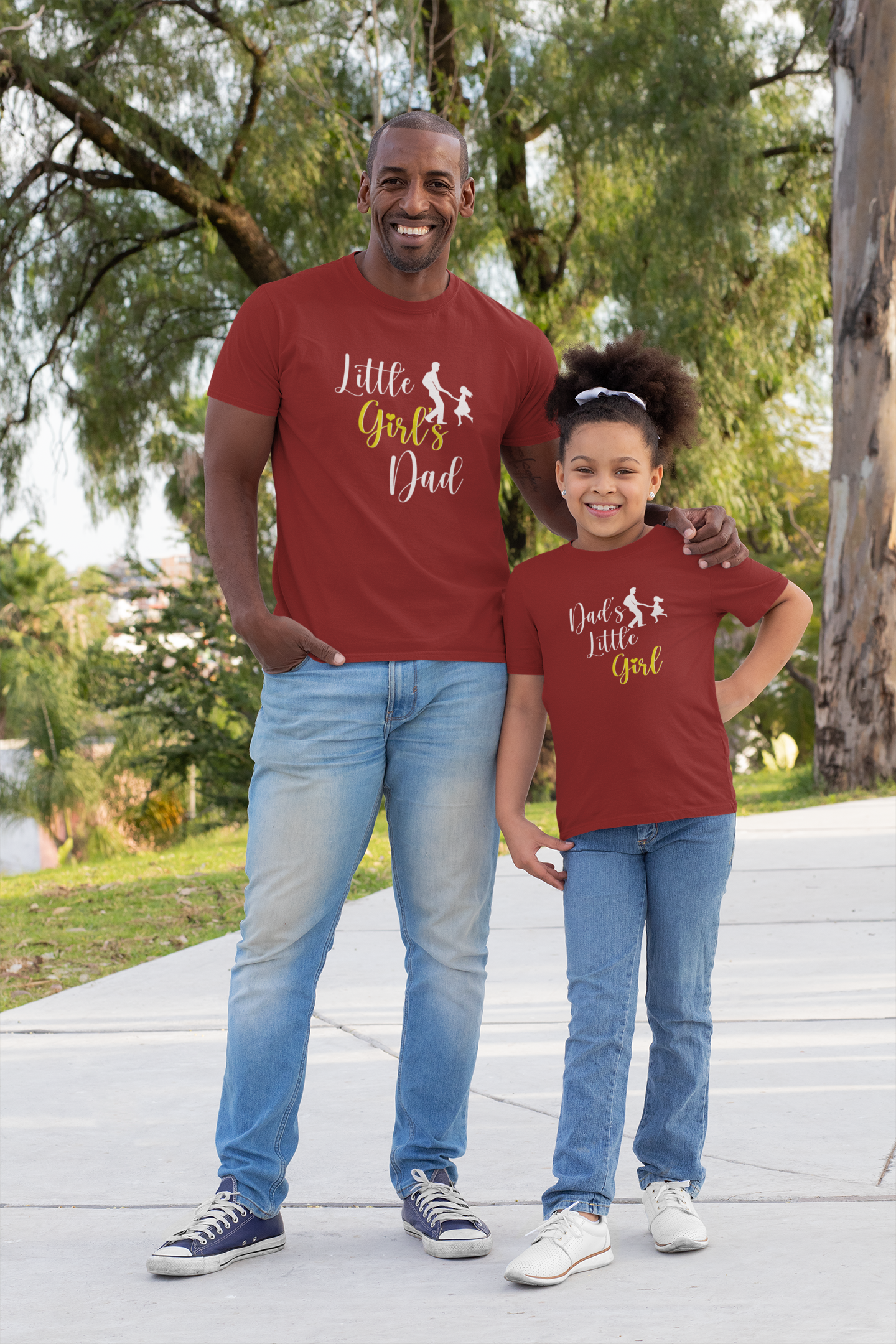Little Girls Dad Father and Daughter Red Matching T-Shirt- FunkyTradition