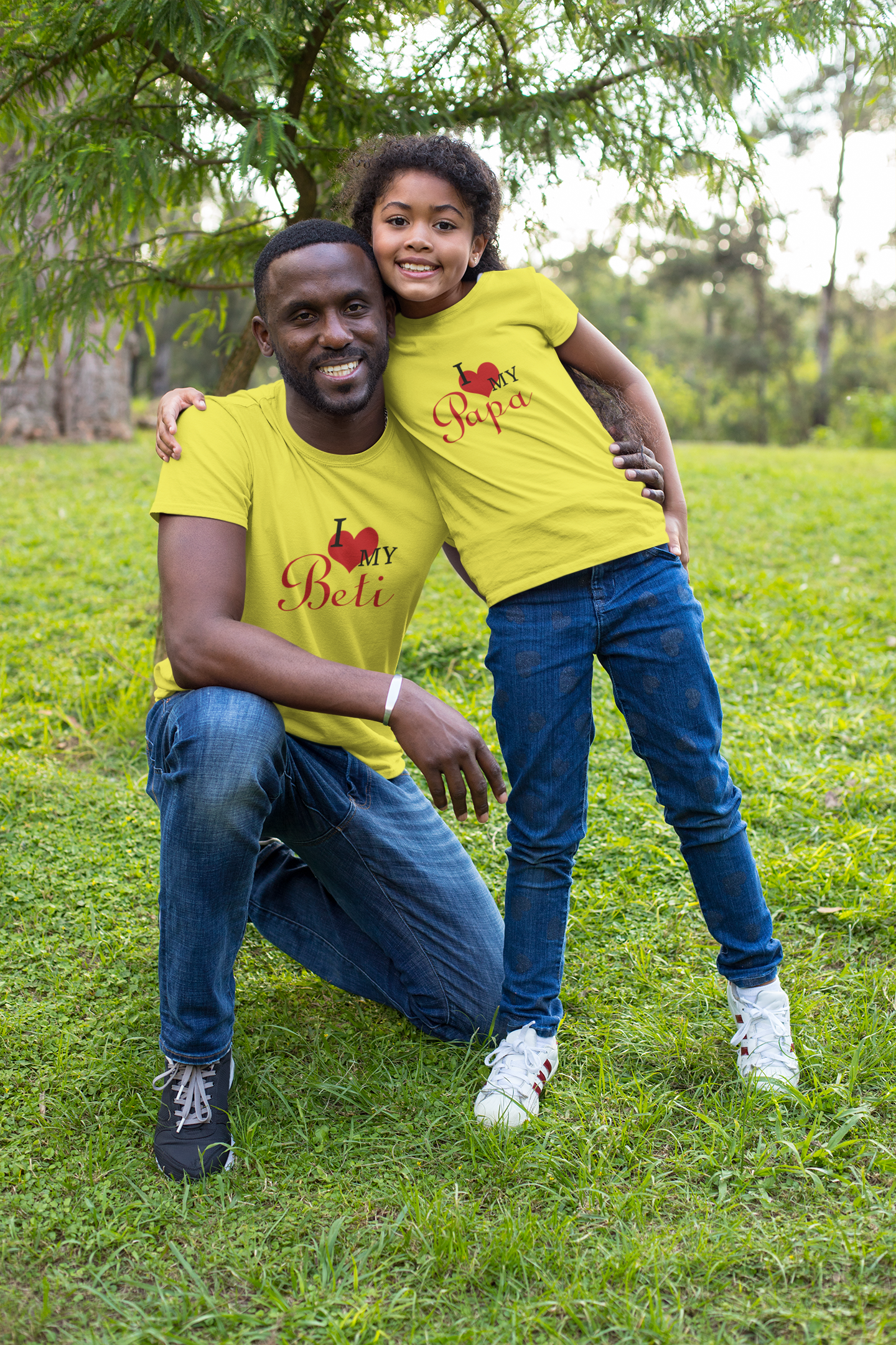 I Love My Papa Father and Daughter Yellow Matching T-Shirt- FunkyTradition