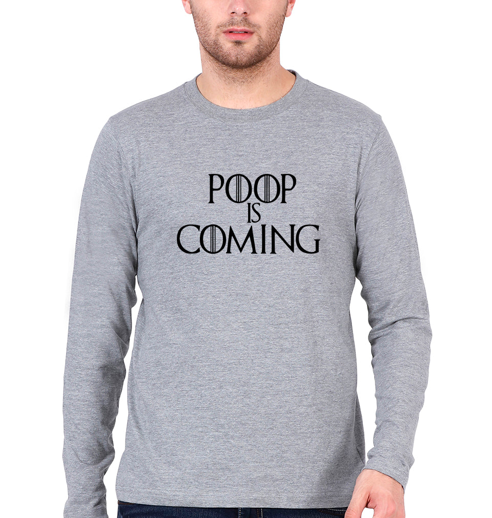 Poop Is Coming Full Sleeves T-Shirt For Men-FunkyTradition
