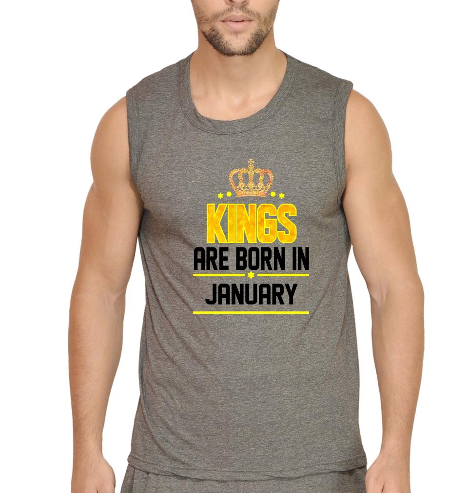 Kings Are Born In January Men Sleeveless T-Shirts-FunkyTradition