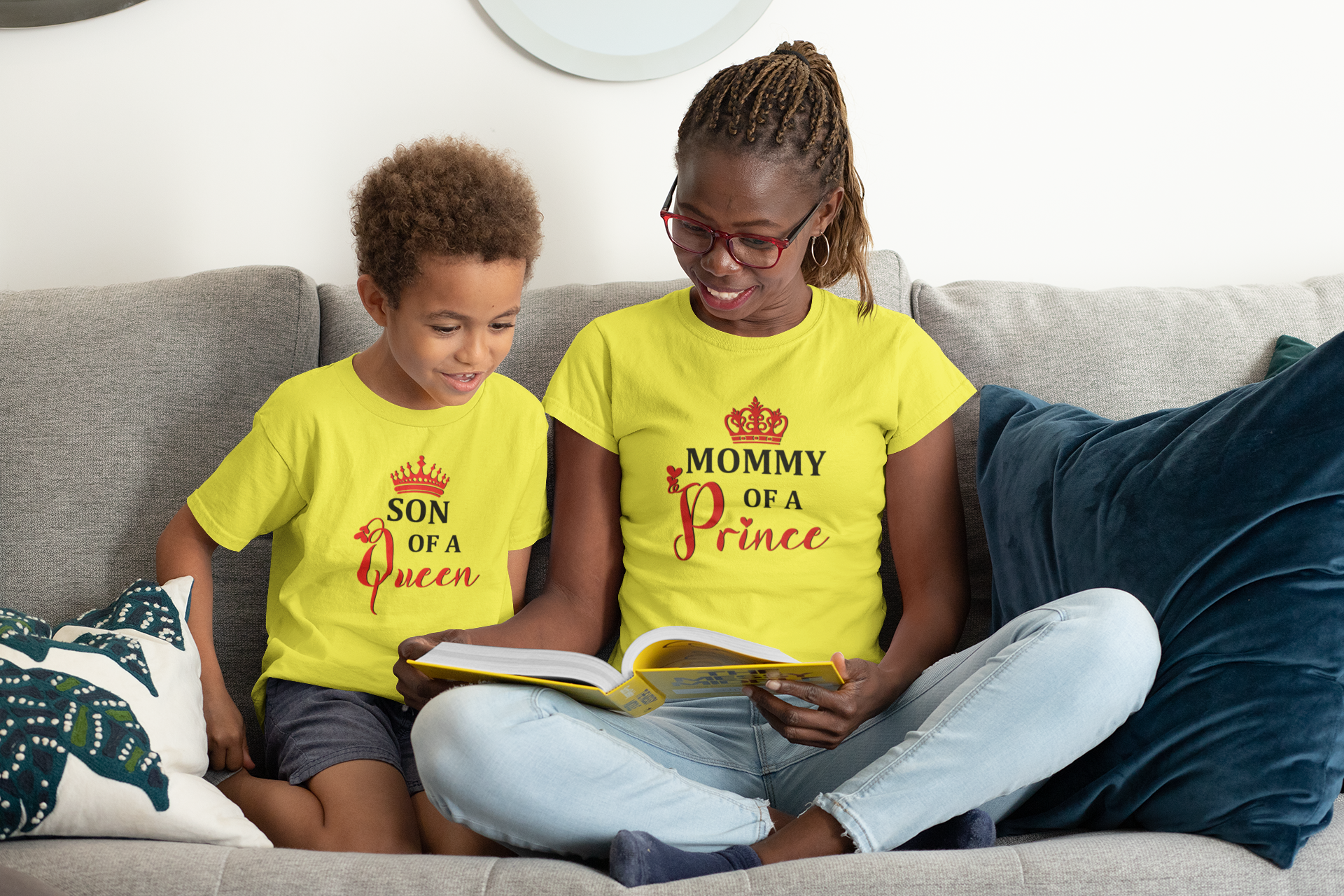Son Of A Queen Mother And Son Yellow Matching T-Shirt- FunkyTradition