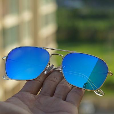 Raees Gold And Blue Mercury Square Sunglasses For Men And Women-FunkyTradition