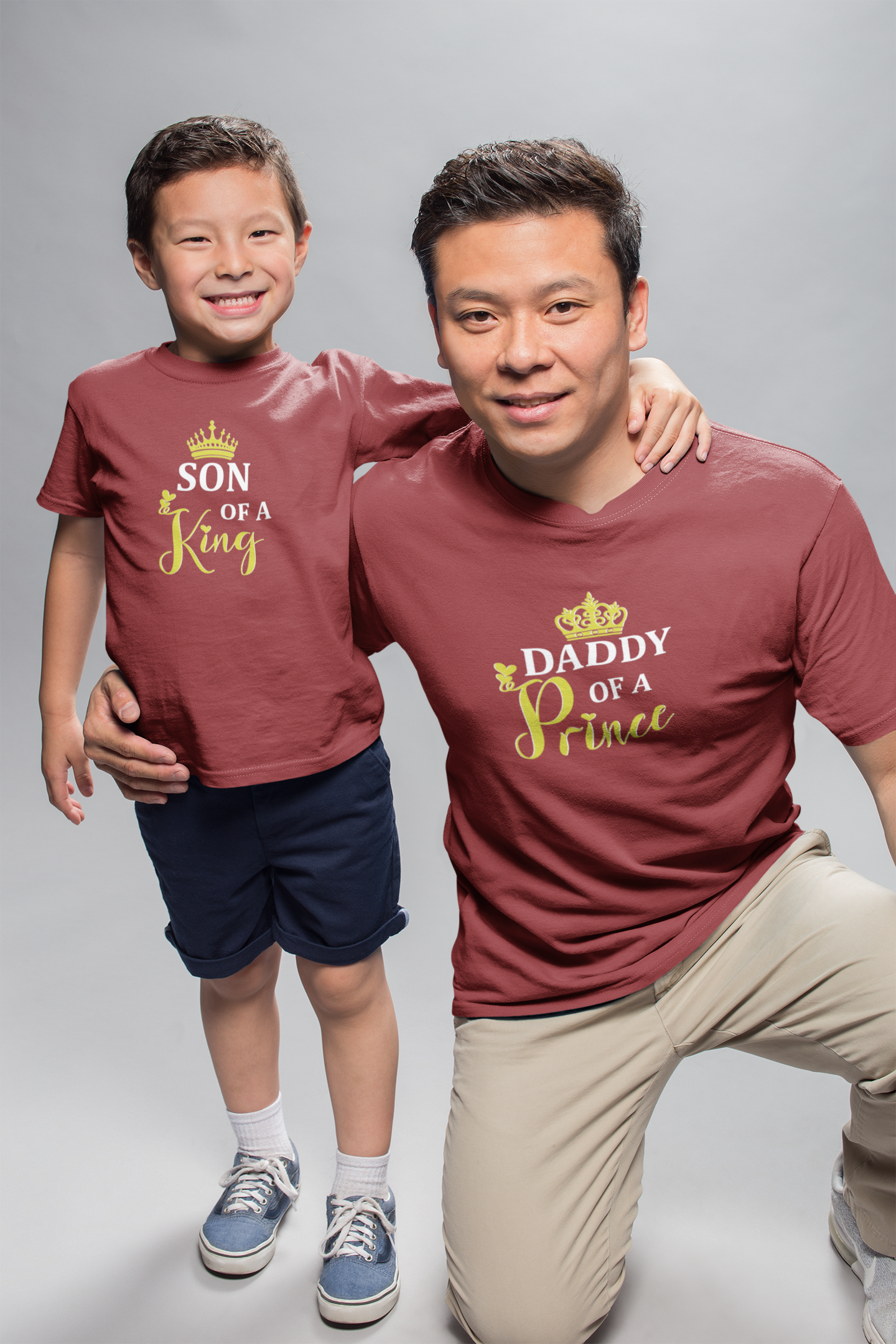 Daddy OF A Prince Father and Son Red Matching T-Shirt- FunkyTradition