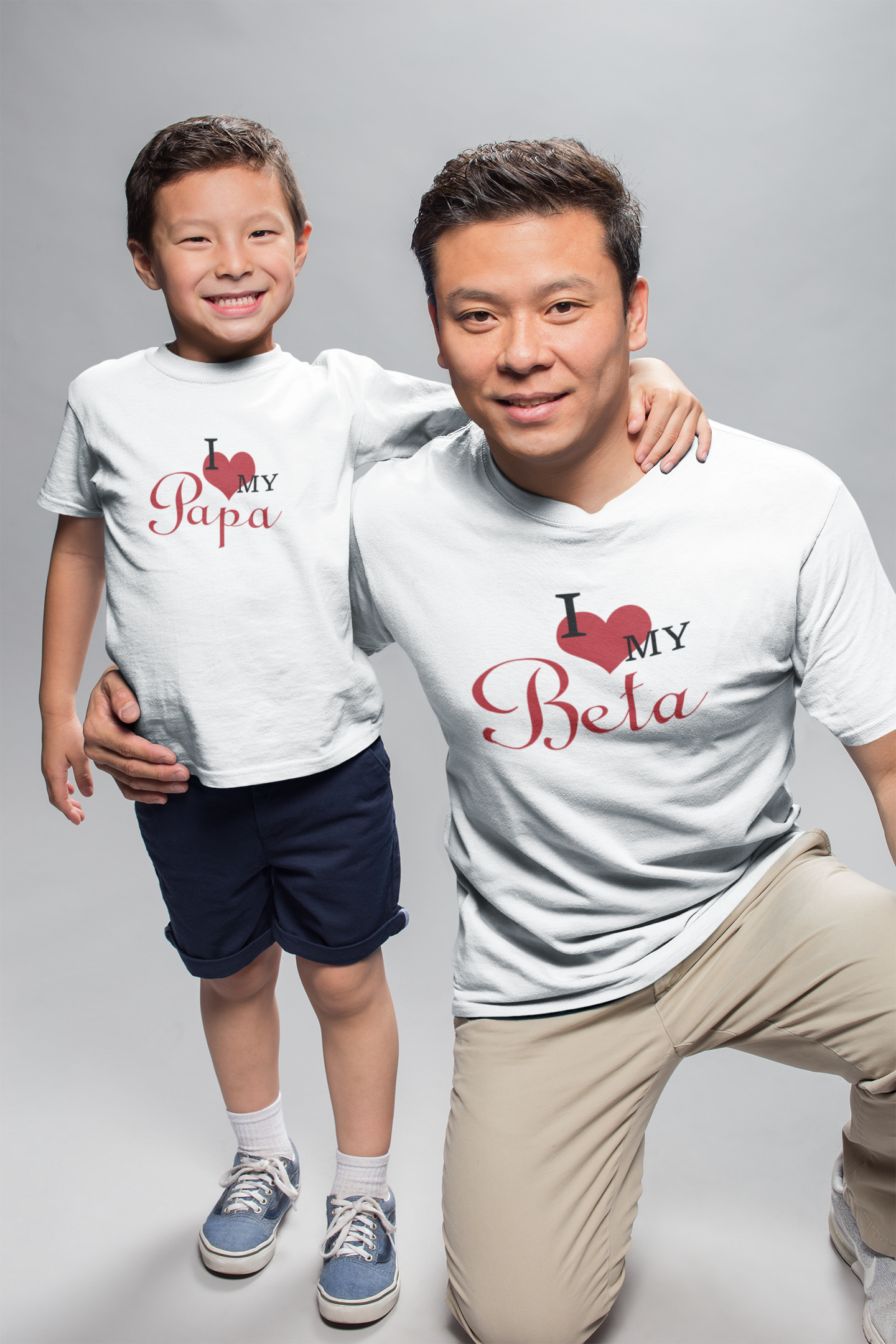 I Love My Papa Father and Son White Matching T-Shirt- FunkyTradition