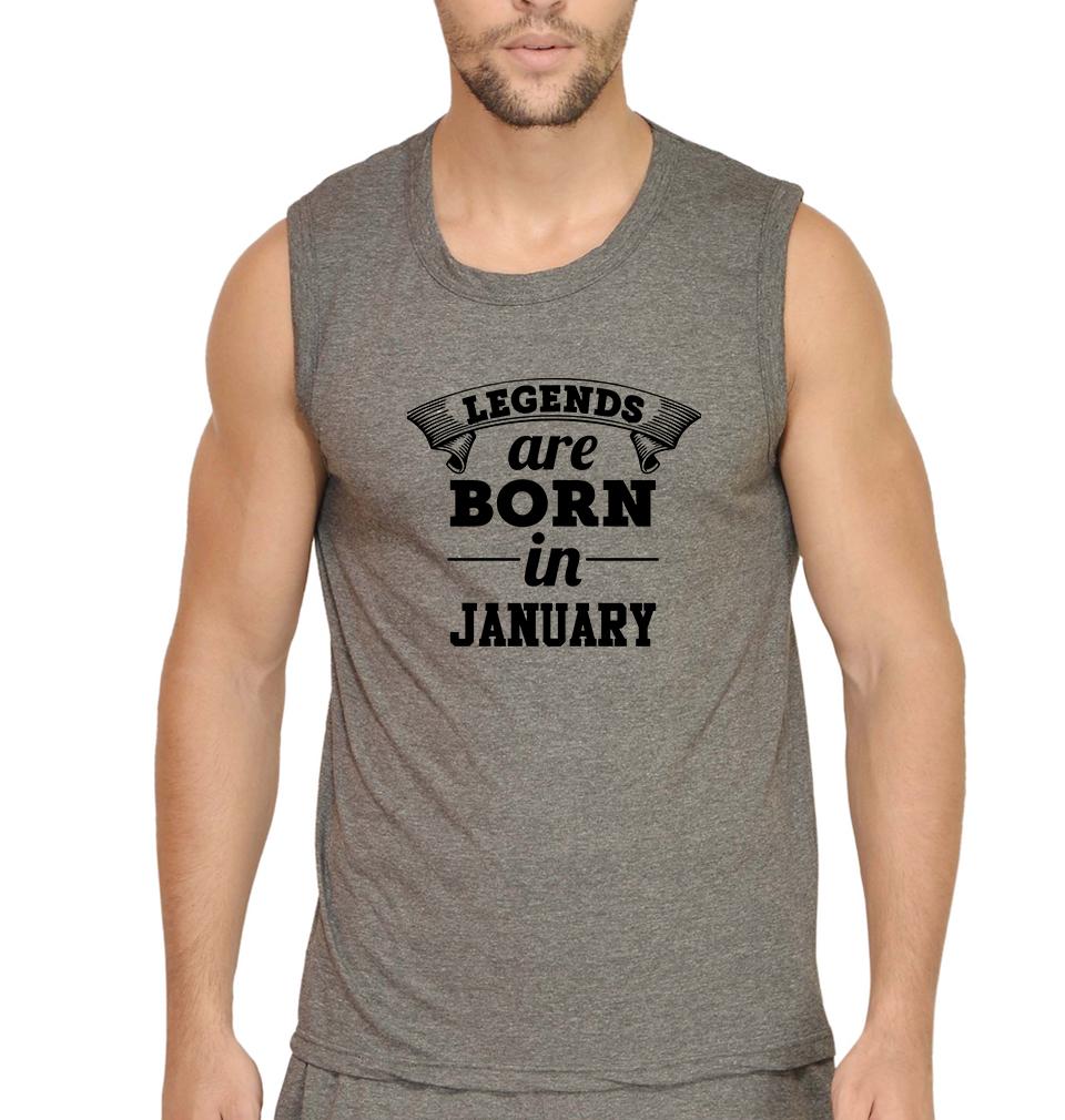 Legends are Born in January Men Sleeveless T-Shirts-FunkyTradition