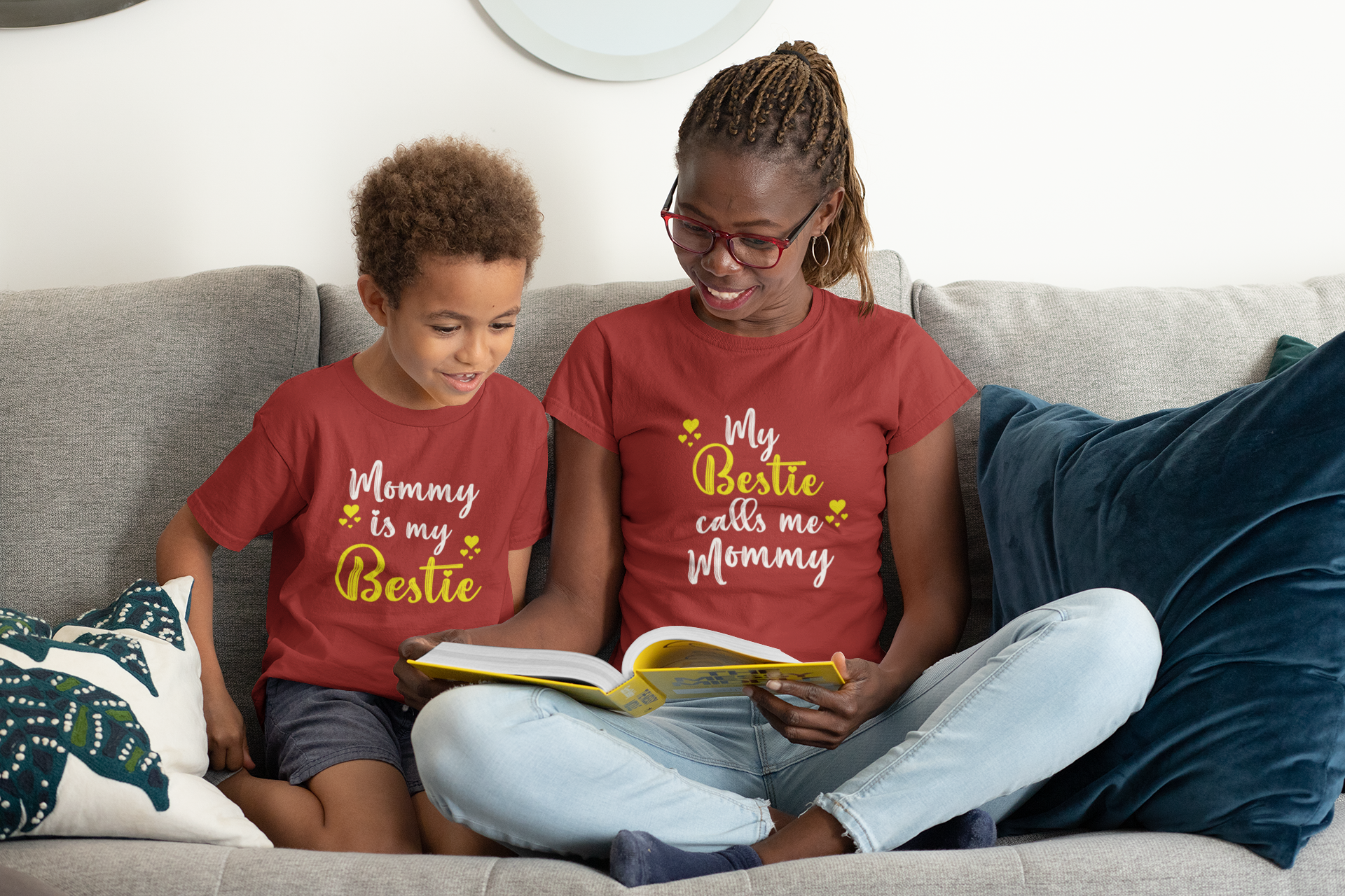 Mommy Is My Bestie Mother And Son Red Matching T-Shirt- FunkyTradition