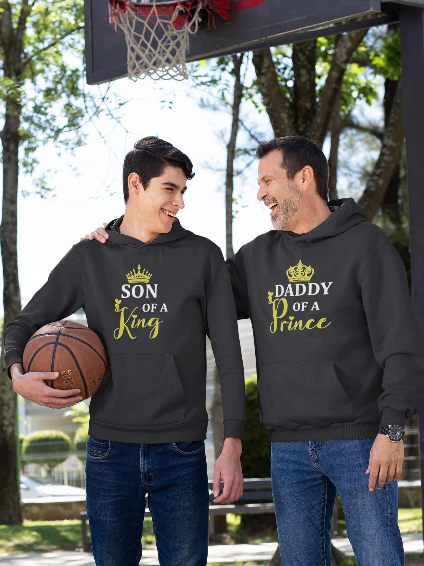 Daddy Of A Prince Father and Son Black Matching Hoodies- FunkyTradition