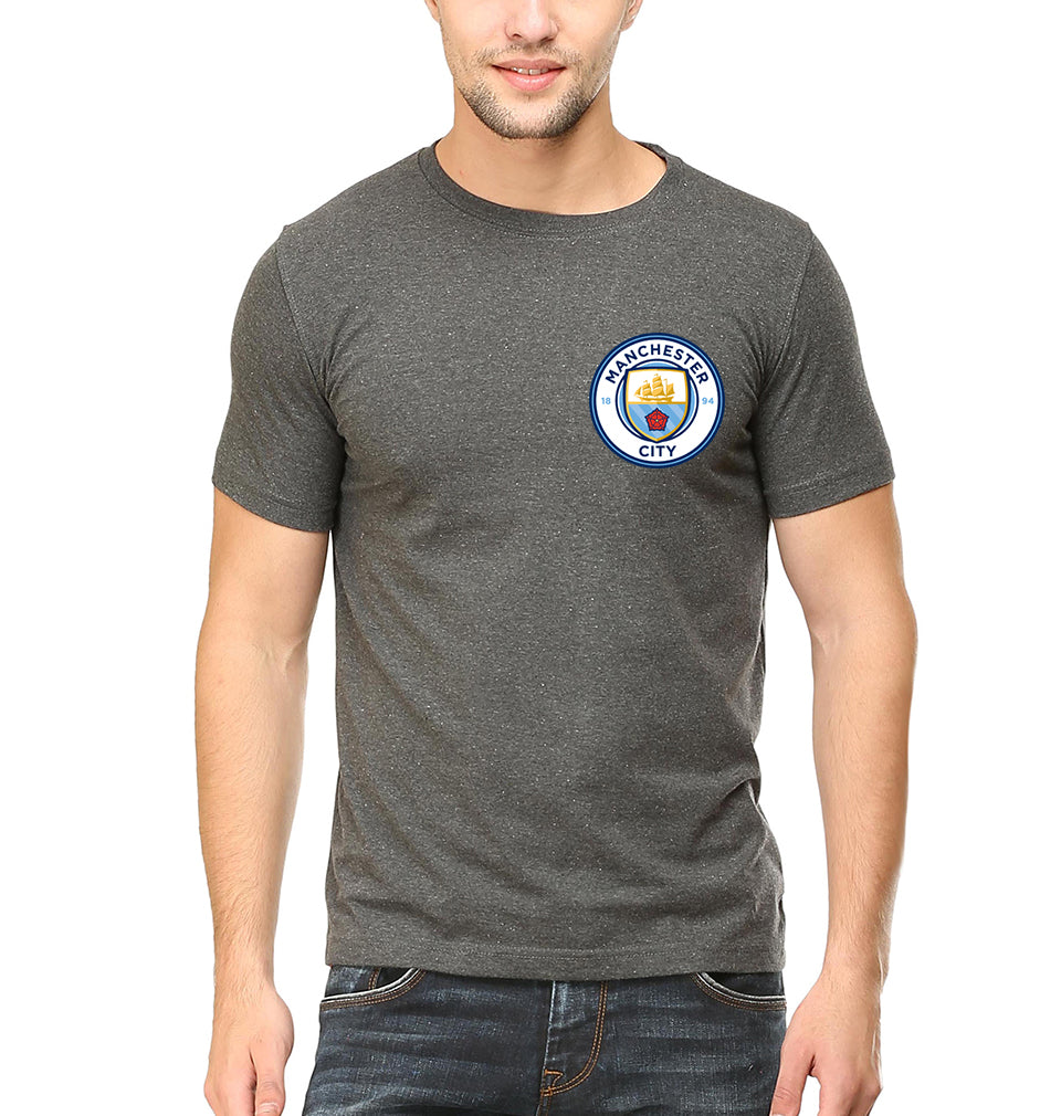 Manchester City Logo Half Sleeves T-Shirt For Men-FunkyTradition