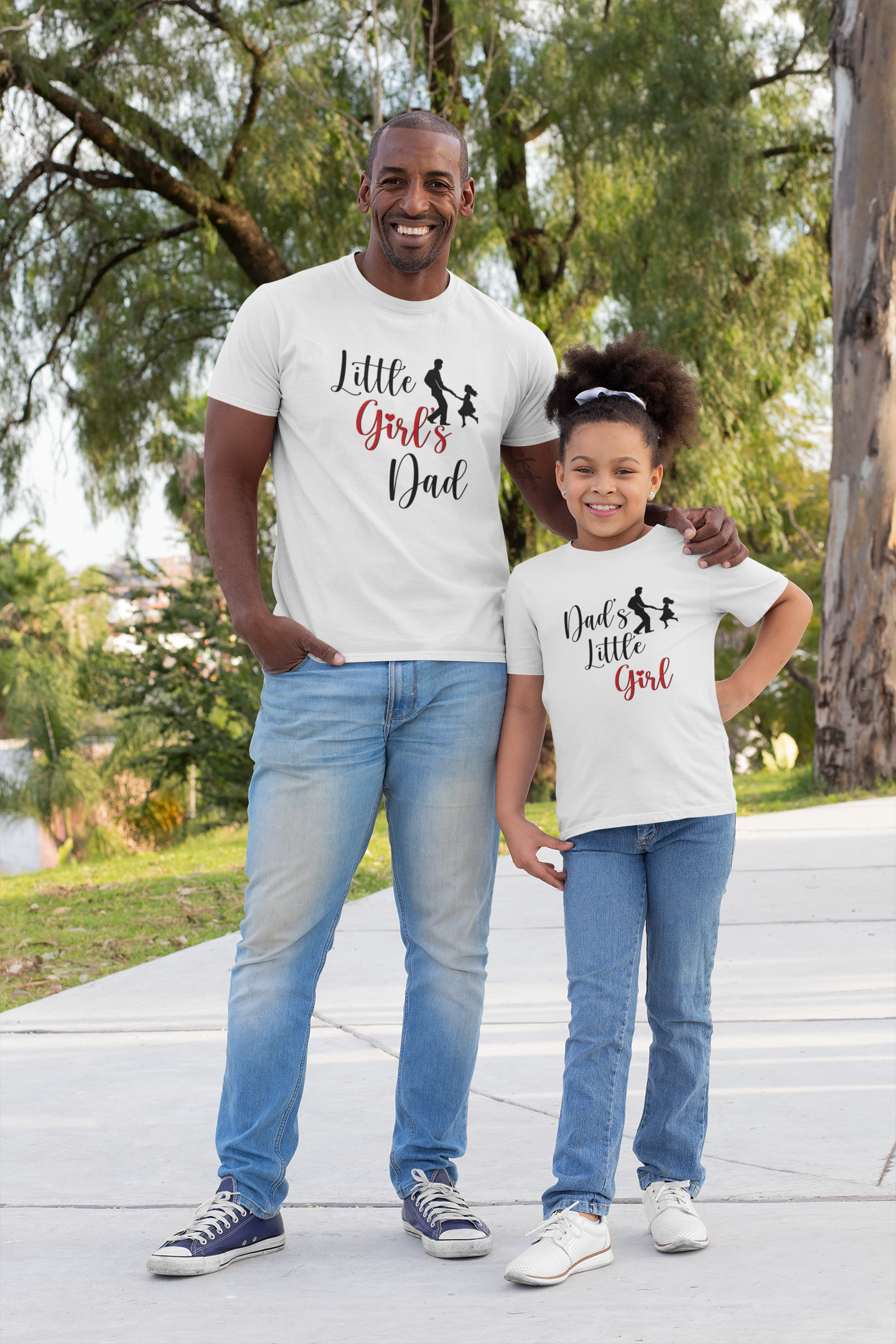 Little Girls Dad Father and Daughter White Matching T-Shirt- FunkyTradition
