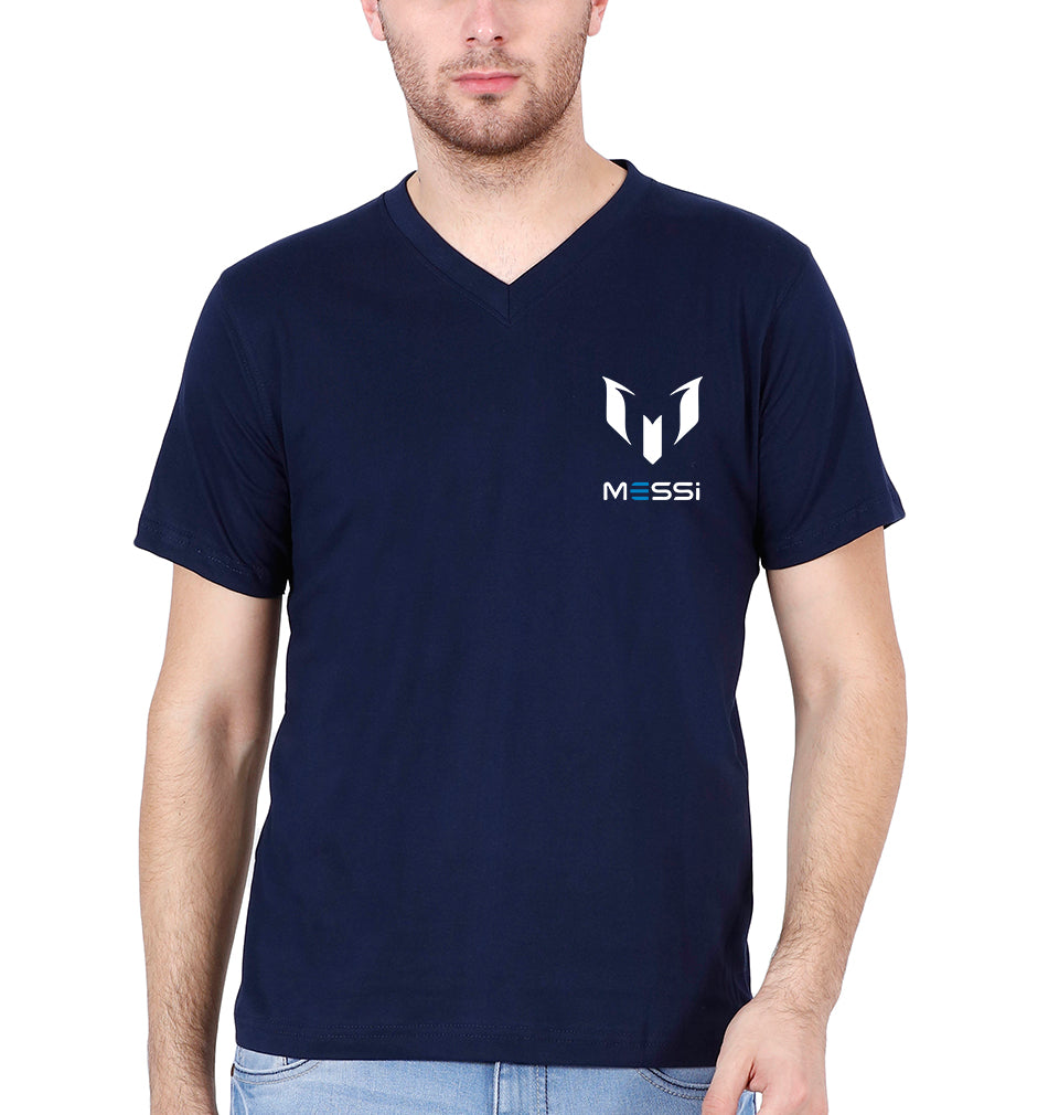 Messi New Logo V-Neck Half Sleeves T-shirt For Men-FunkyTradition