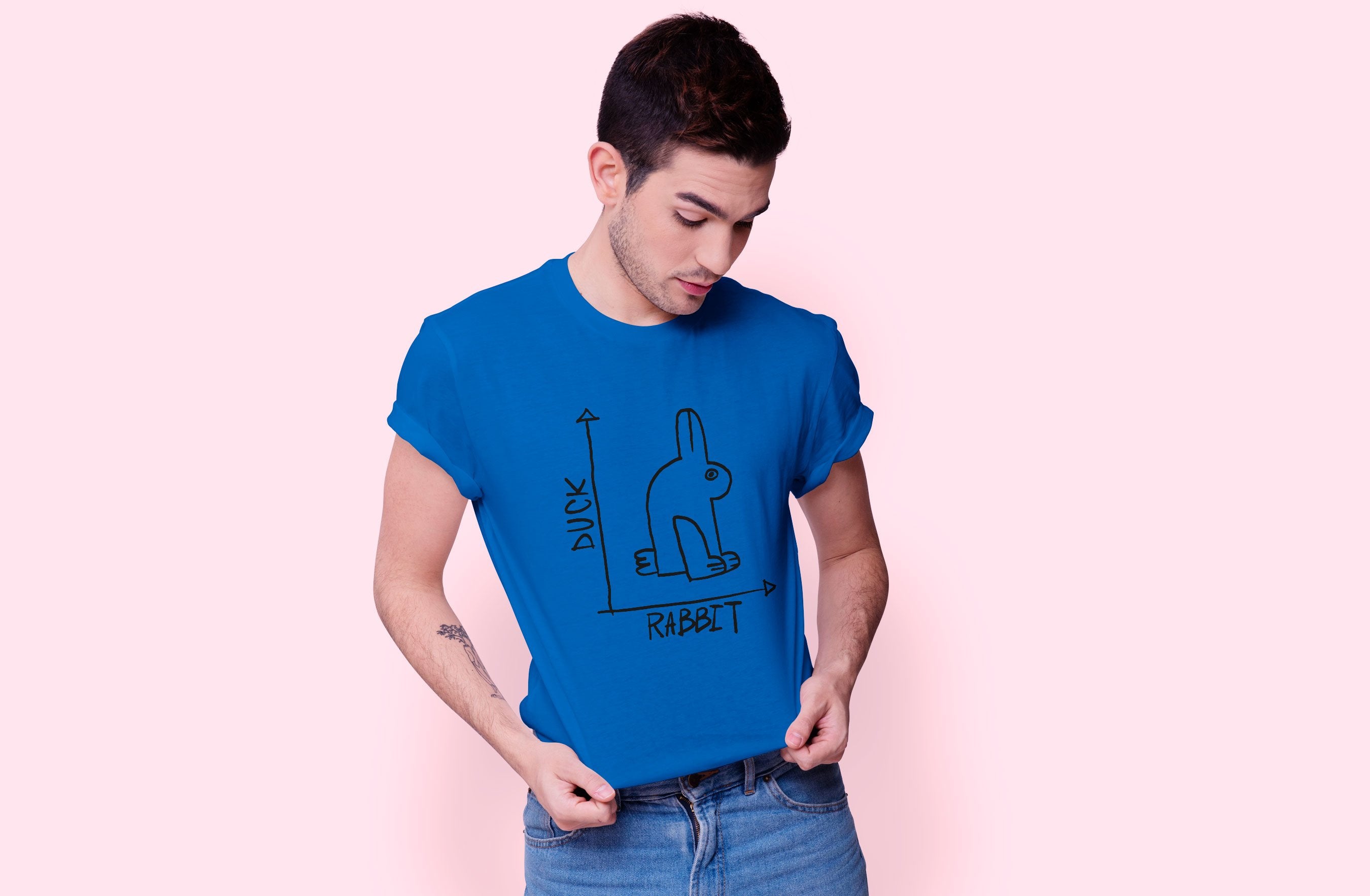 Rabbit Duck Graphic Men Half Sleeves T-Shirt- FunkyTradition