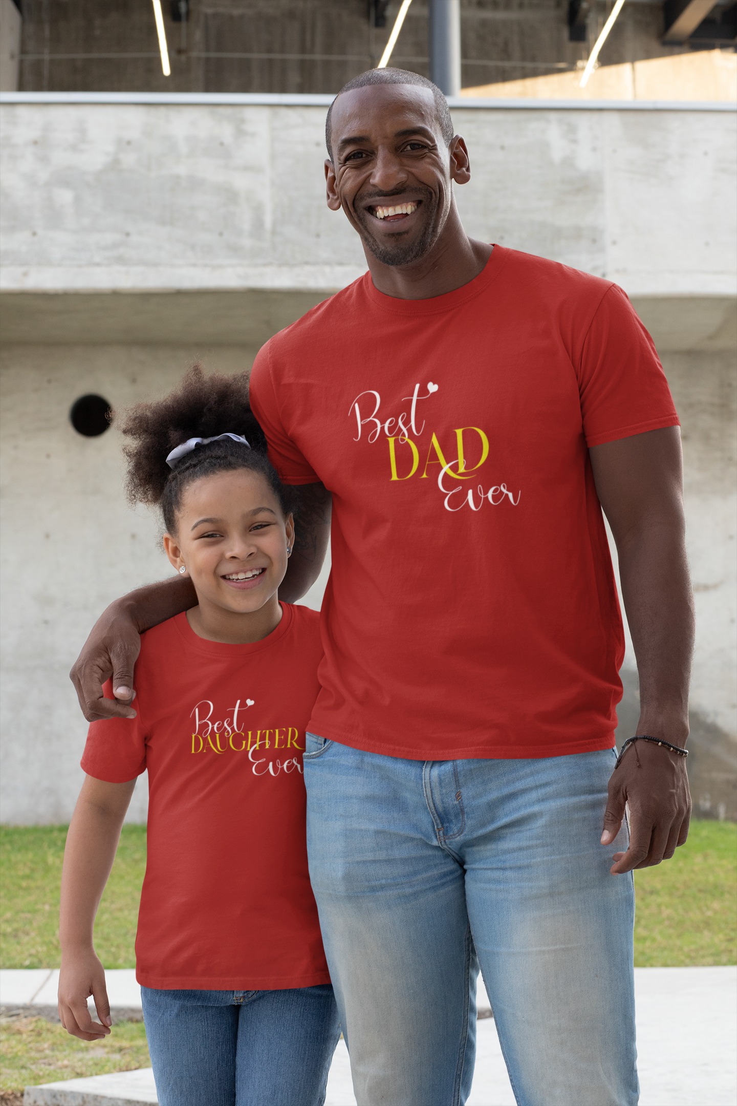 Best Dad Ever Father and Daughter Red Matching T-Shirt- FunkyTradition