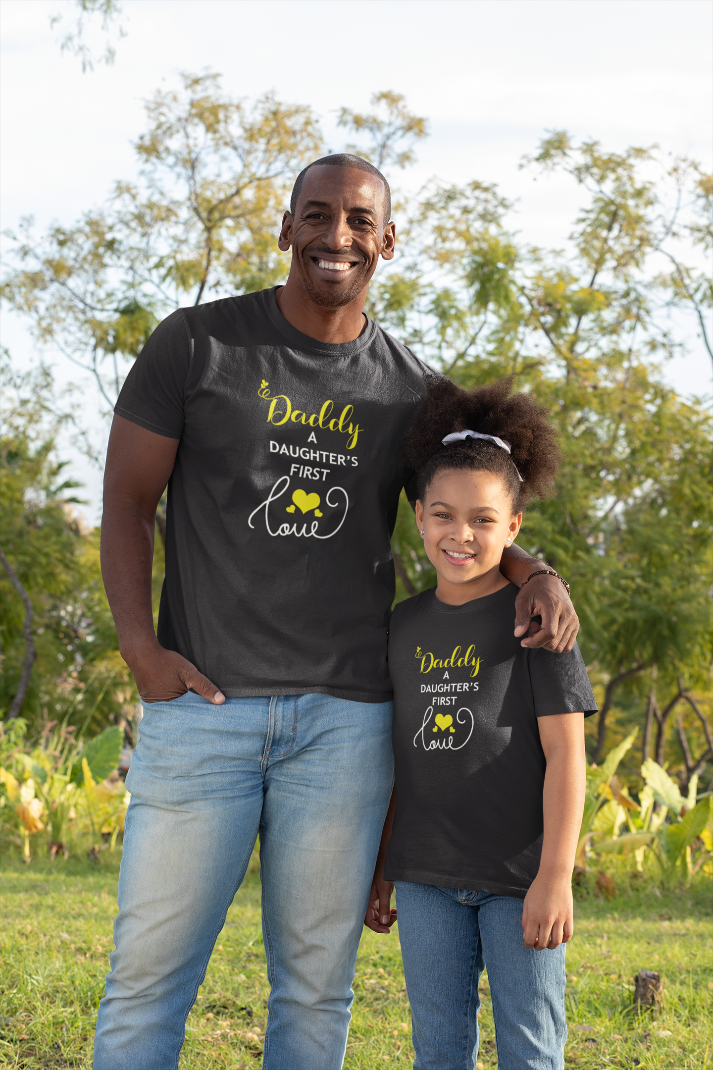 Daughters First Love Father and Daughter Black Matching T-Shirt- FunkyTradition