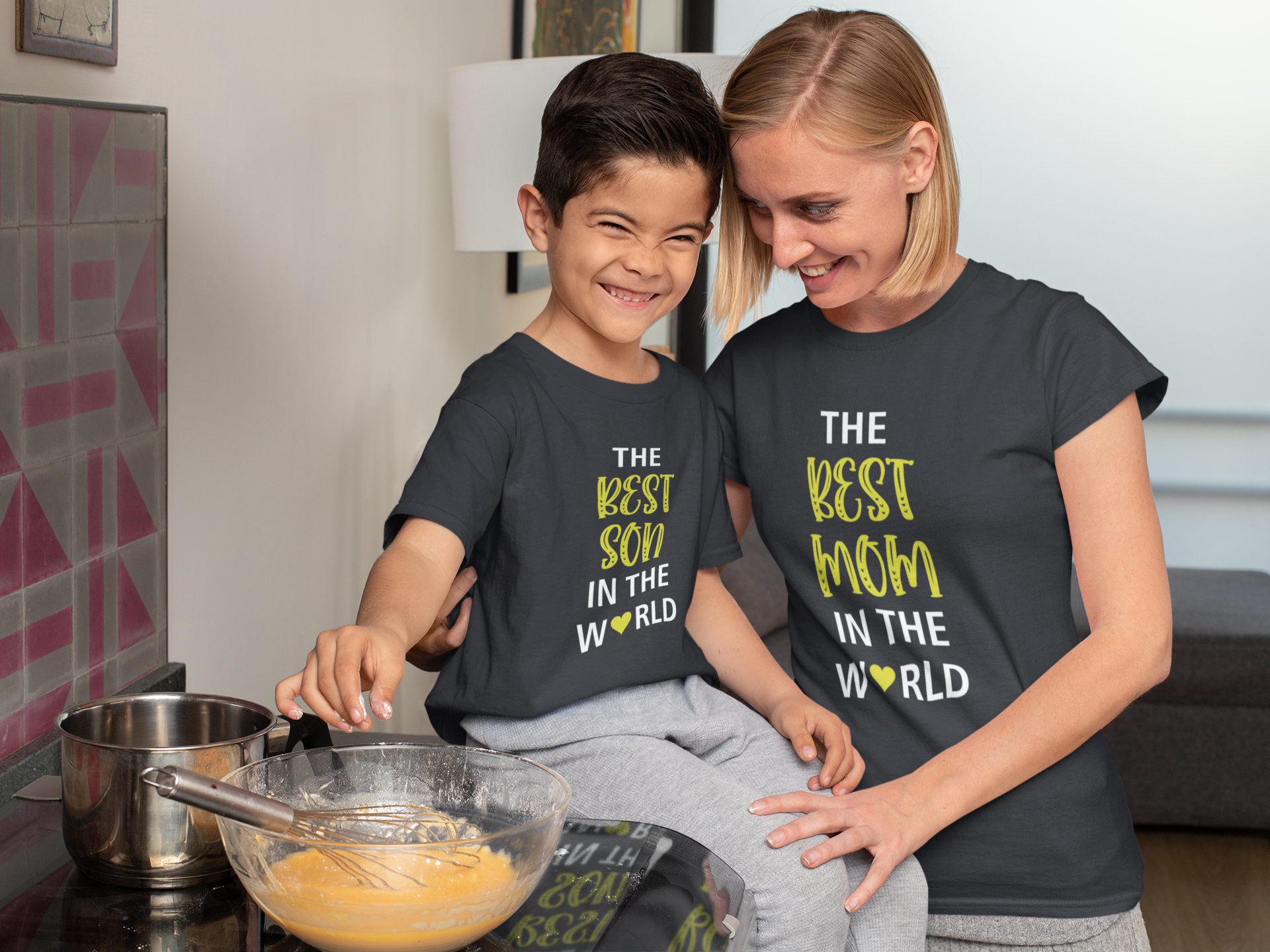 Best Mom In The World Mother And Son Black Matching T-Shirt- FunkyTradition