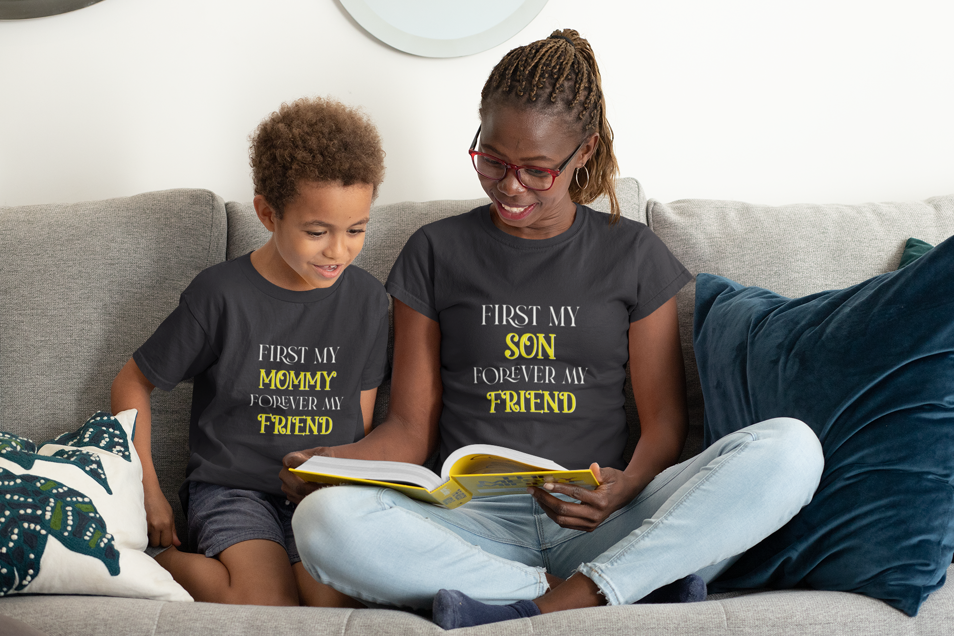 First My Son Forever My Friend Mother And Son Black Matching T-Shirt- FunkyTradition