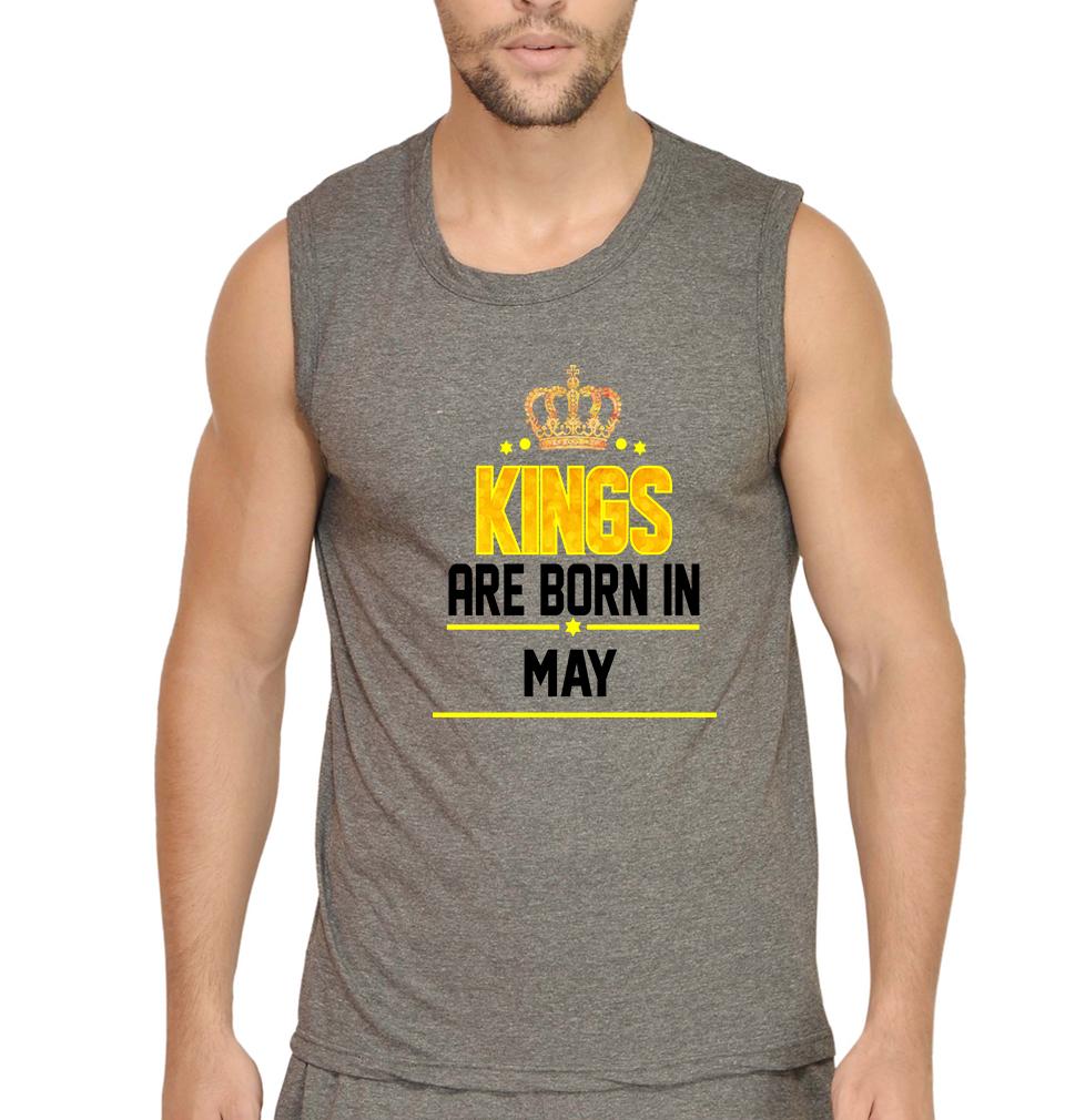 Kings Are Born In May Men Sleeveless T-Shirts-FunkyTradition