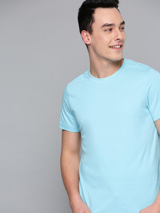 Plain Sky Blue Half Sleeves T-Shirt-FunkyTradition