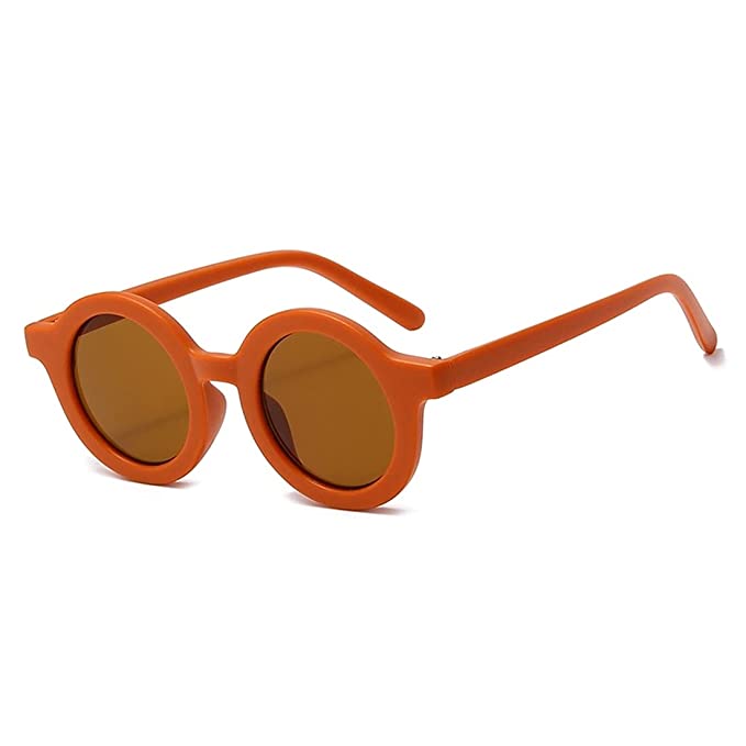 Orange Retro Solid Round Glasses Sunglasses for Boys and Girls-FunkyTradition (4+ Kids Sunglasses)