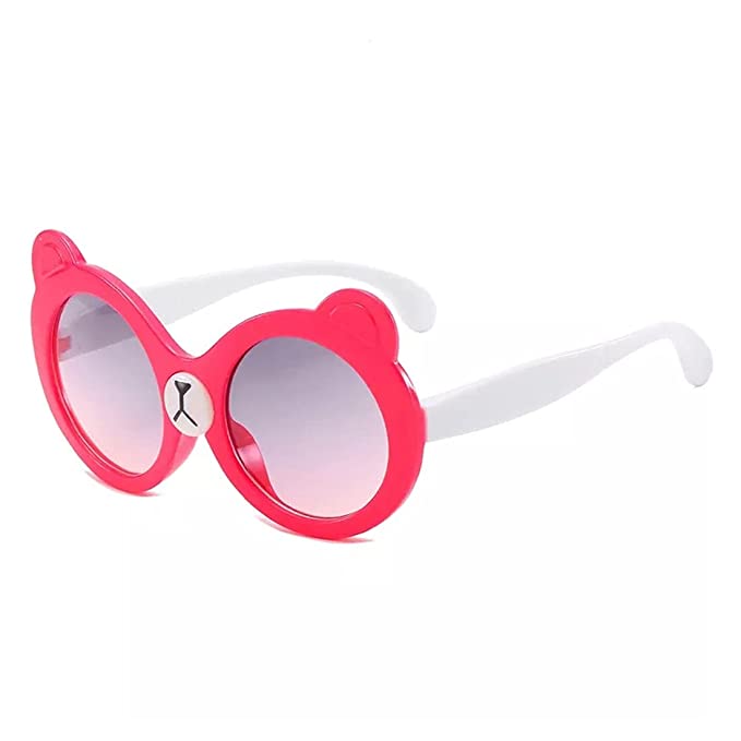 Pink Cute Cartoon Bear Oval Sunglasses For Boys And Girls-FunkyTradition (4+ Kids Sunglasses)