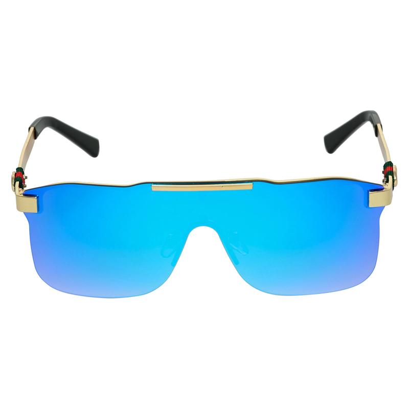 Rectangle Aqua Sky And Gold Sunglasses For Men And Women-FunkyTradition