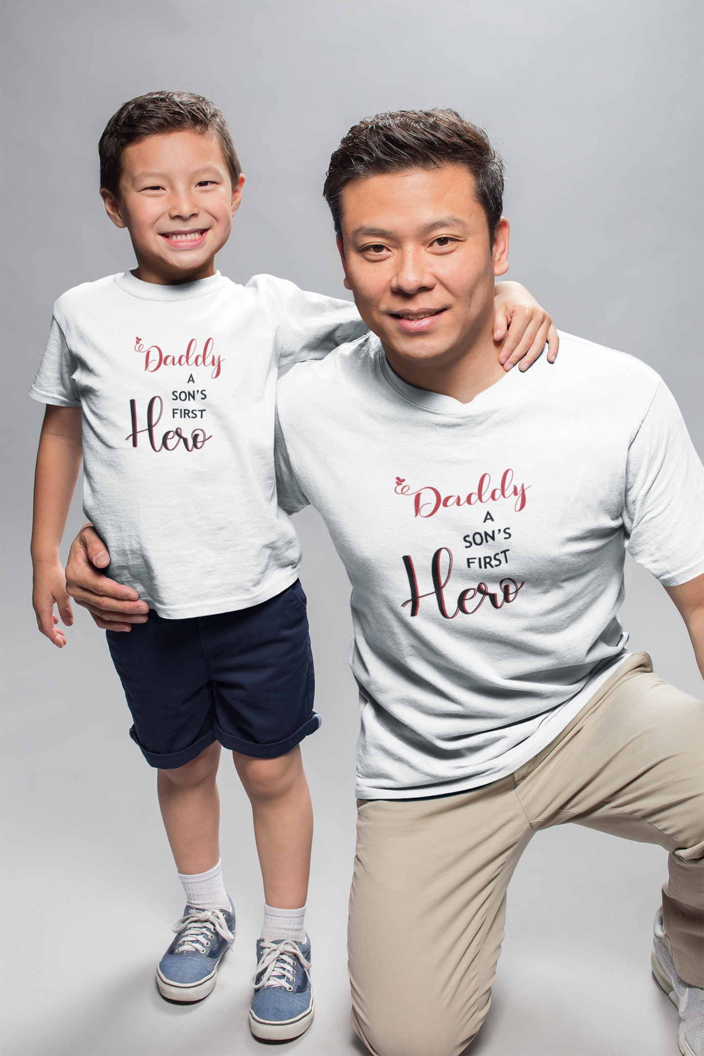 Daddy A Sons First Hero Father and Son White Matching T-Shirt- FunkyTradition