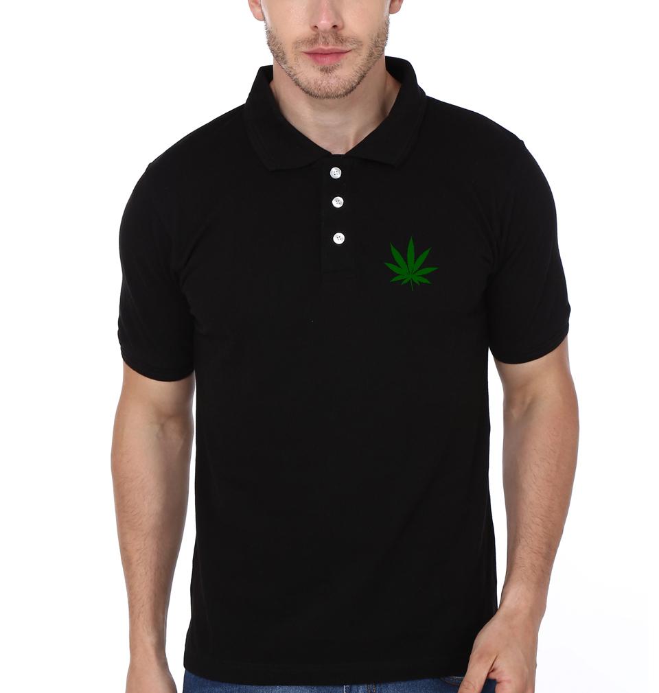 FunkyTradition Weed Logo Mens Half Sleeves Polo T-shirt