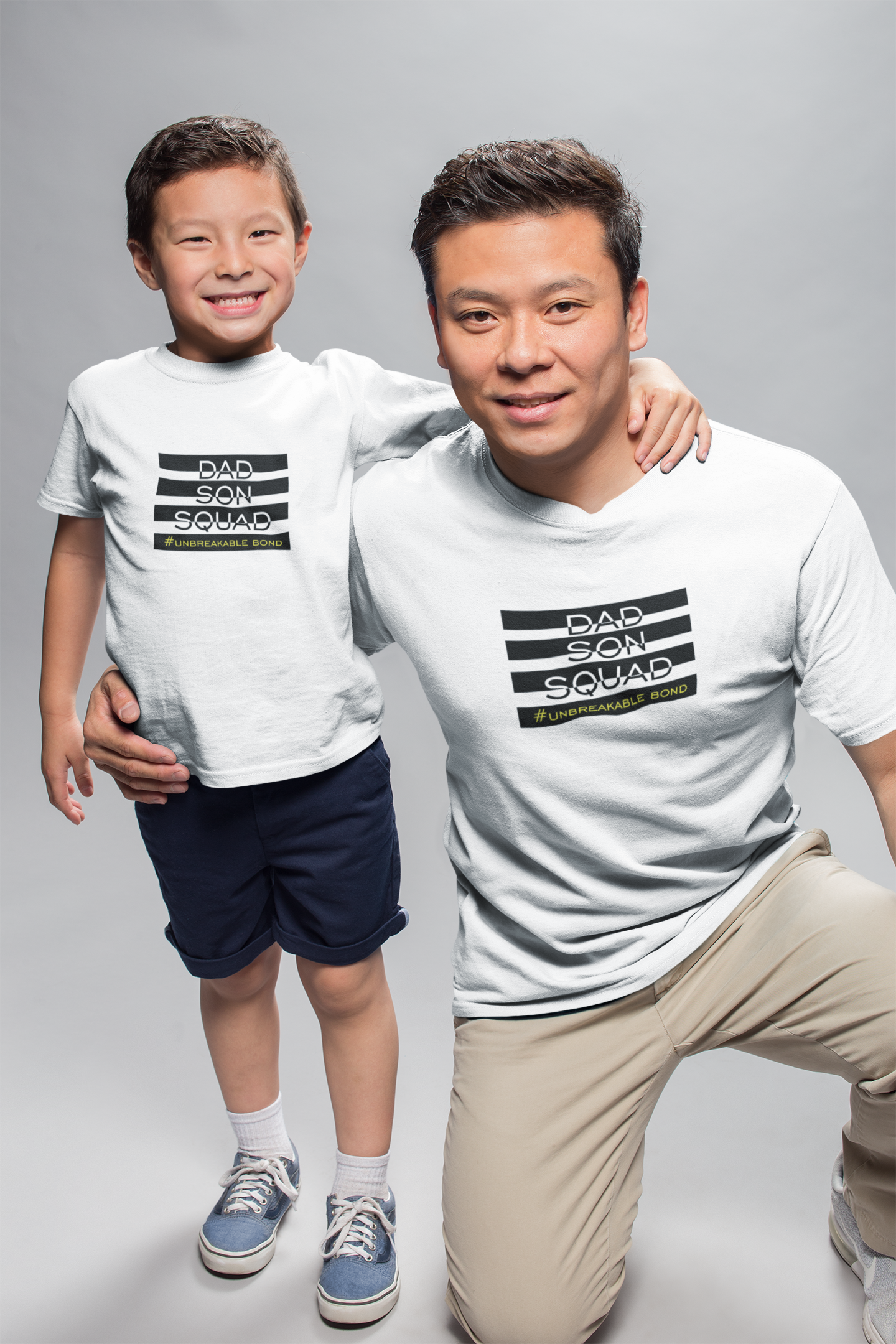 Dad Son Squad Father and Son White Matching T-Shirt- FunkyTradition