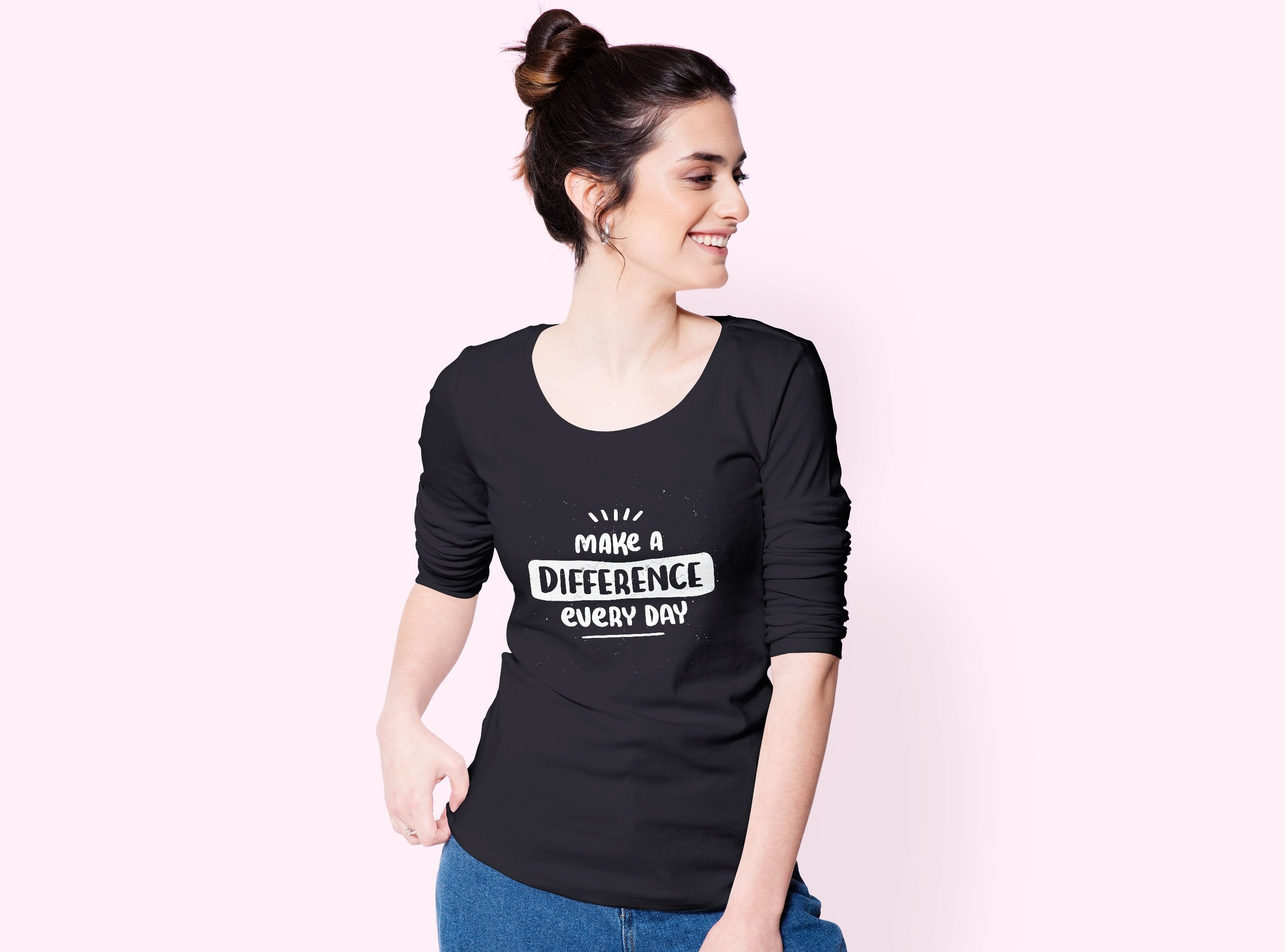 Make A Difference Women Full Sleeves T-Shirts-FunkyTradition