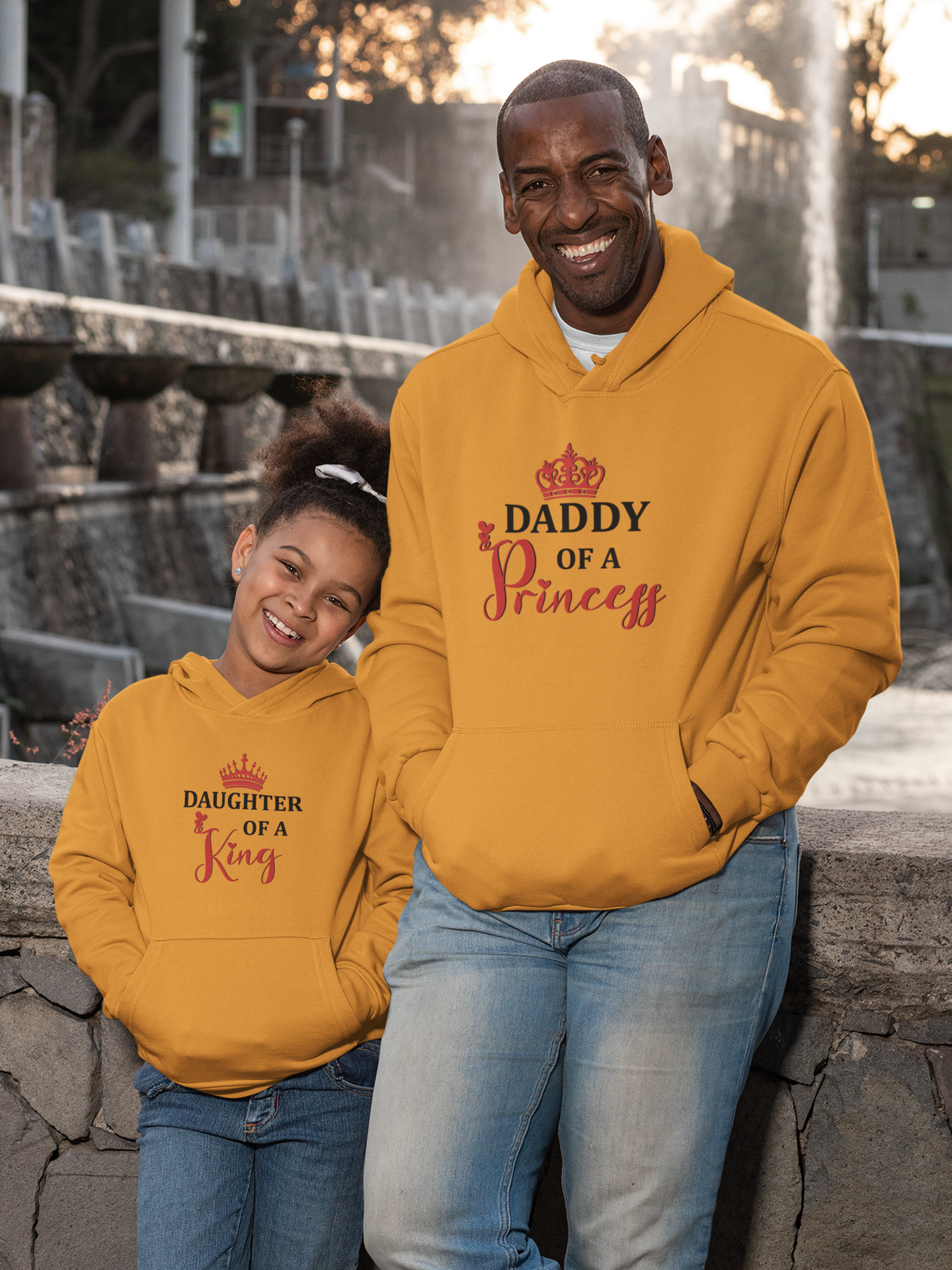 Daddy Of A Princess Father and Daughter Yellow Matching Hoodies- FunkyTradition