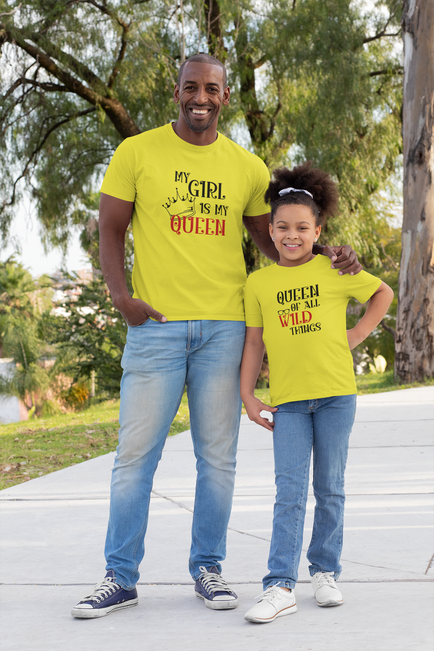 My Girl Is My Queen Father and Daughter Yellow Matching T-Shirt- FunkyTradition