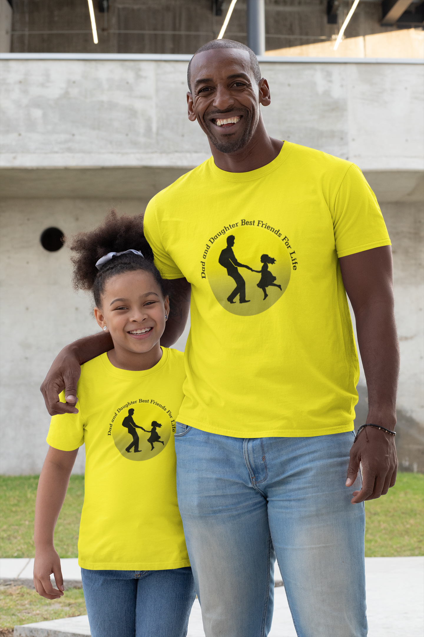 Dad And Daughter Best Friends Father and Daughter Yellow Matching T-Shirt- FunkyTradition