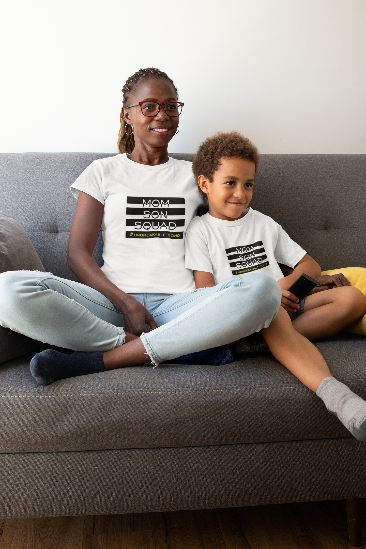Mom Son Squad Mother And Son White Matching T-Shirt- FunkyTradition